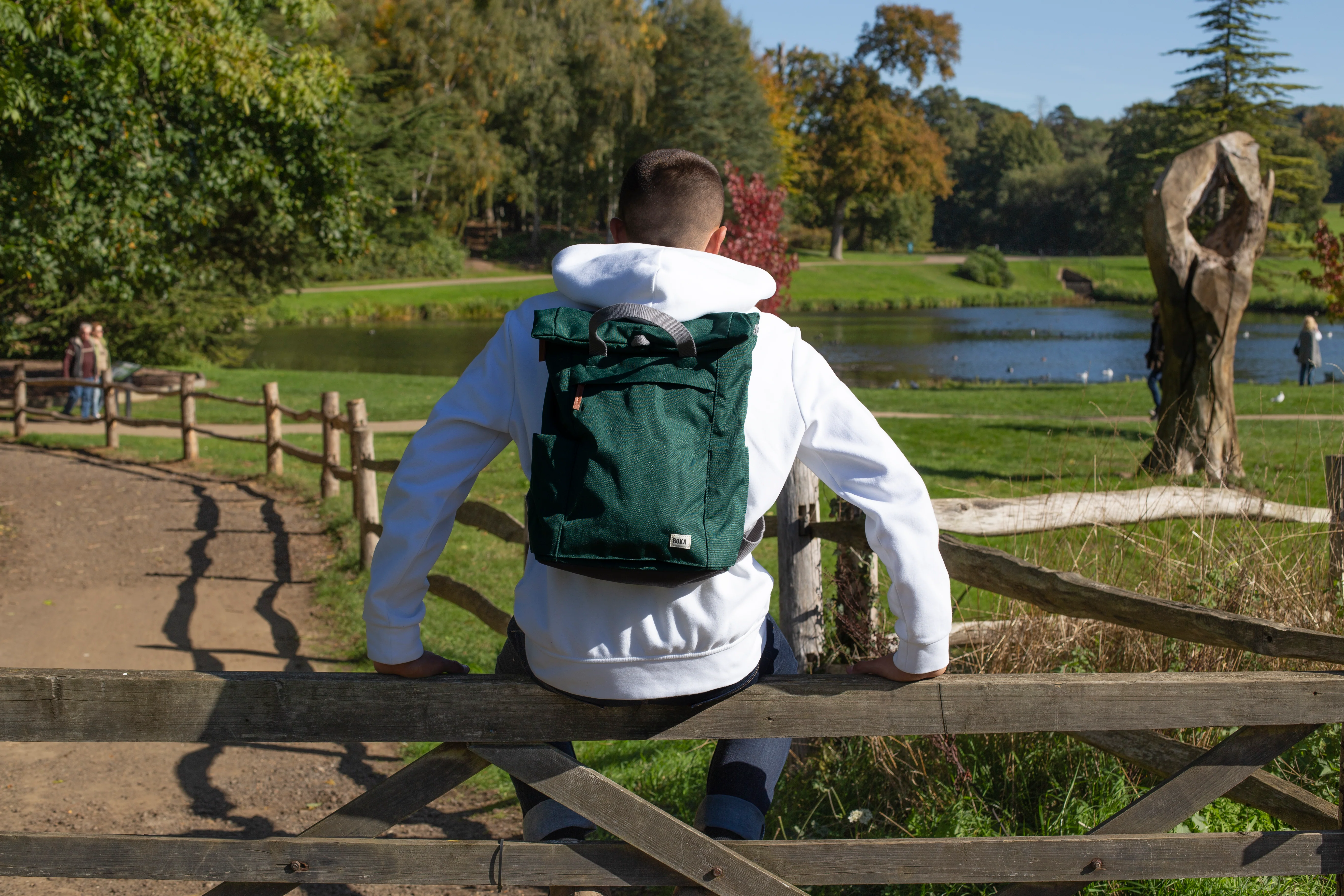 Roka London Finchley Rucksack, Forest (Sustainable Canvas) - Image 8