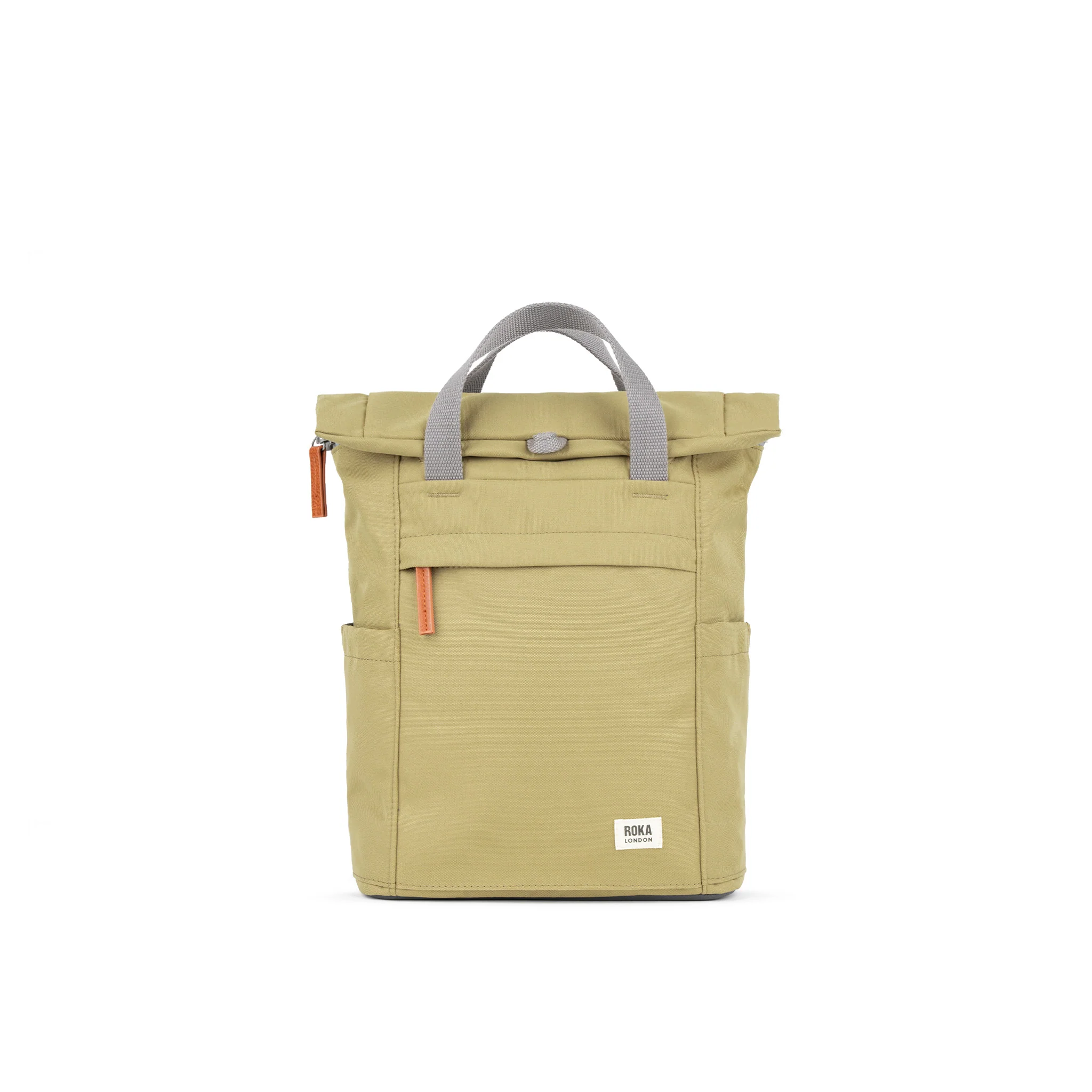 Roka London Finchley Sustainable Canvas Rucksack, Khaki - Image 8