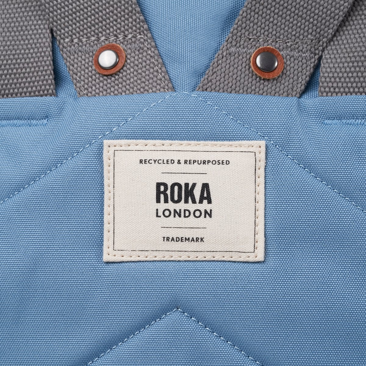 Roka London Finchley Sustainable Canvas Rucksack, Retro Blue - Image 7