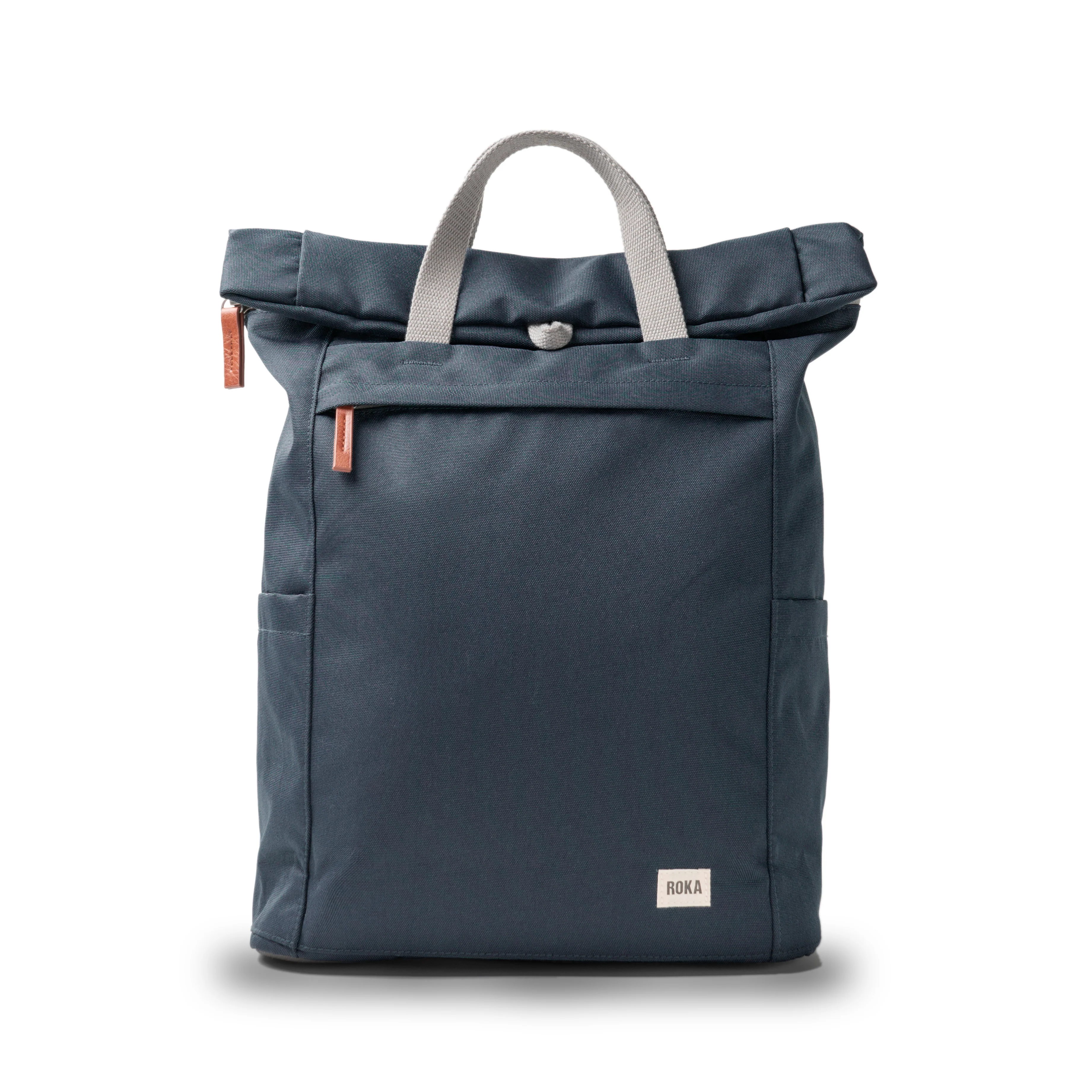 Roka London Finchley Sustainable Canvas Rucksack, Smoke - Image 11