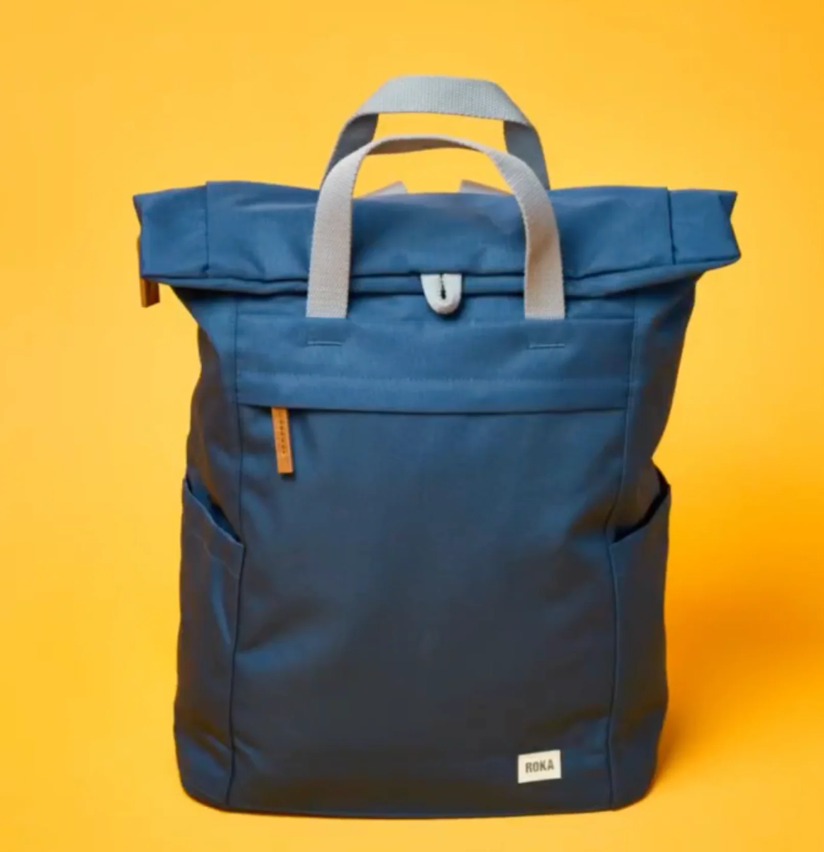 Roka London Finchley Sustainable Canvas Rucksack, Smoke - Image 9