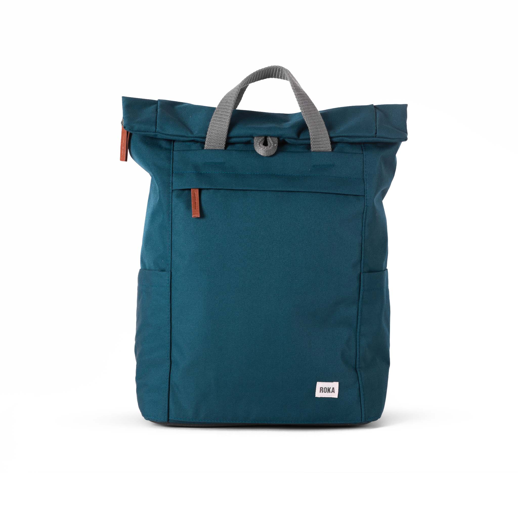 Roka London Finchley Sustainable Canvas Rucksack, Teal - Image 13