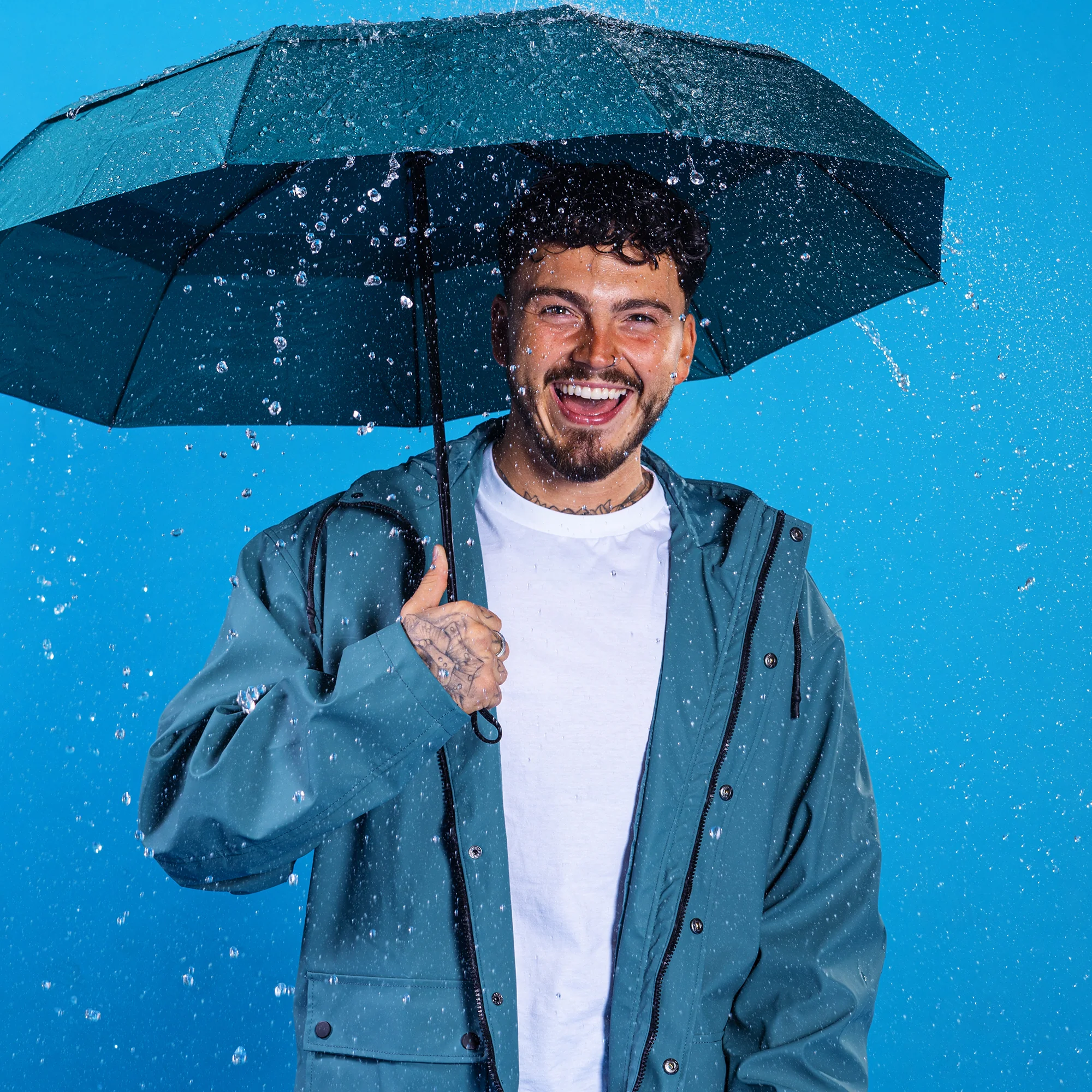 Roka London Waterloo Sustainable Umbrella, Teal - Image 8