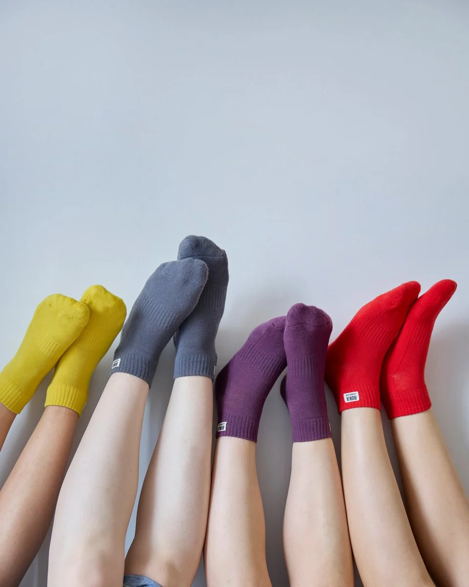 Roka London Wembley Organic Cotton Ankle Socks, Airforce - Image 4
