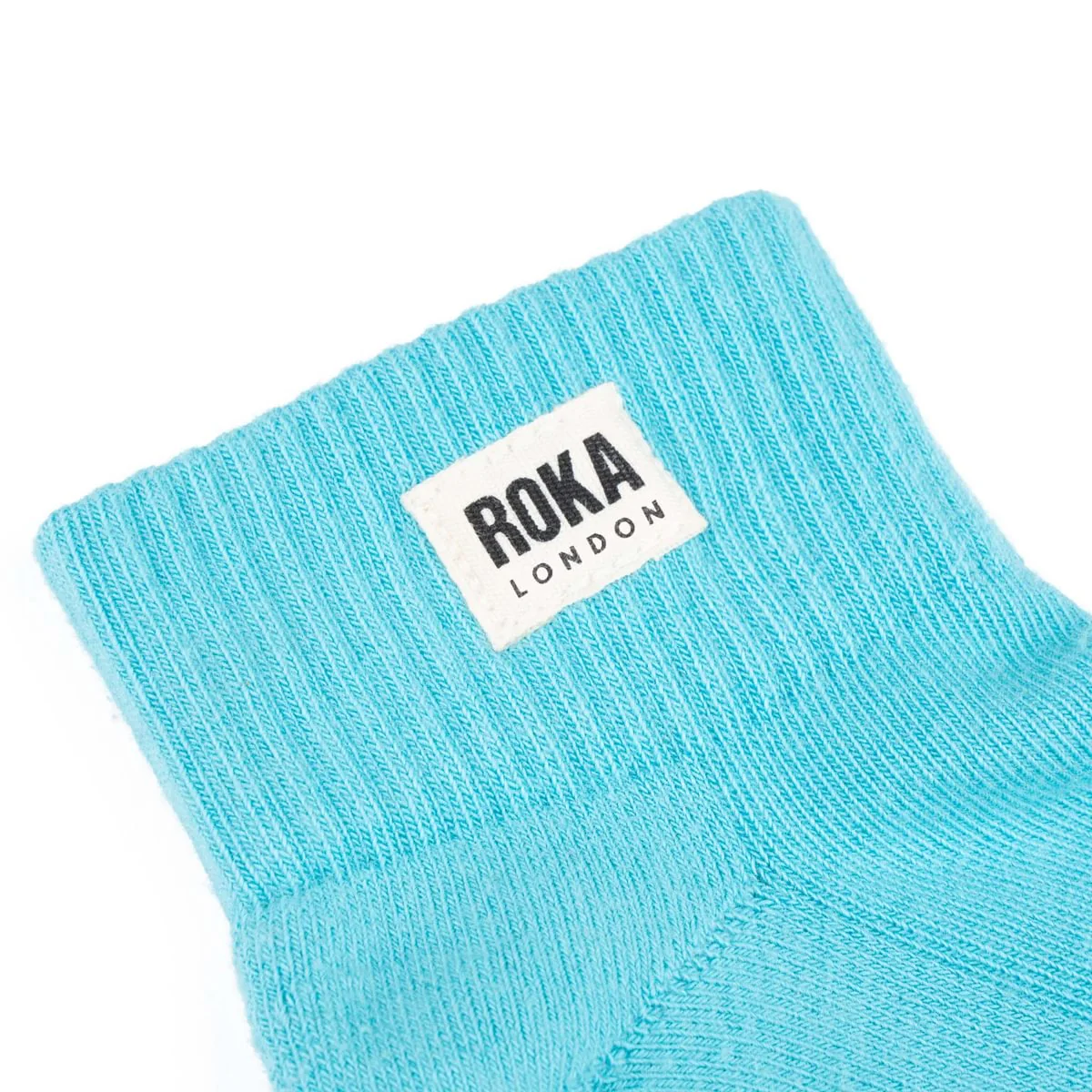 Roka London Wembley Organic Cotton Ankle Socks, Aquatic Awe - Image 2