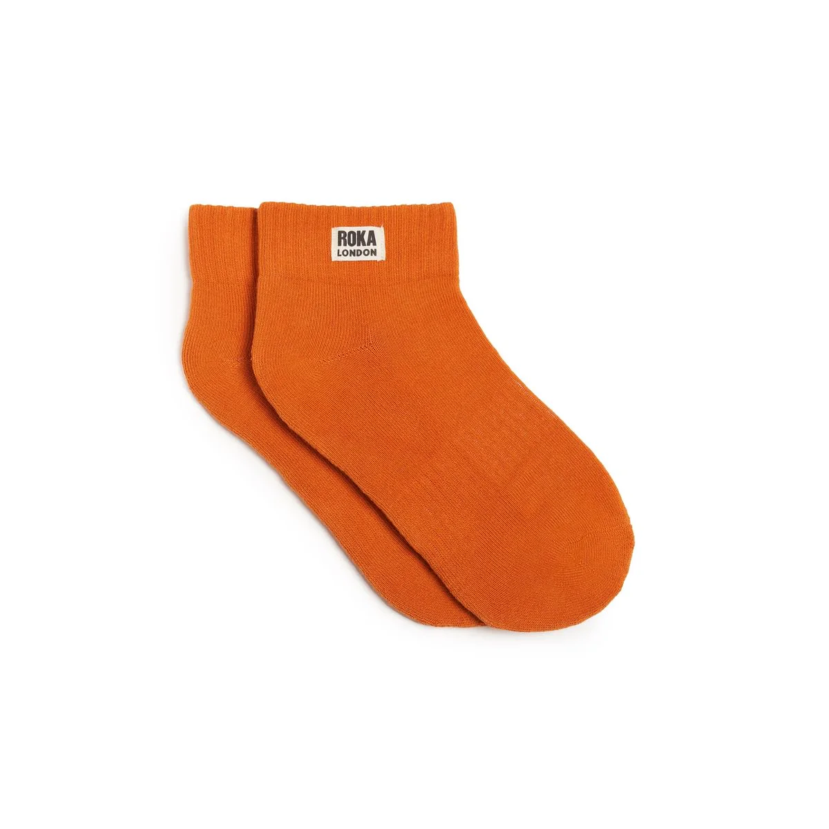 Roka London Wembley Organic Cotton Ankle Socks, Burnt Orange