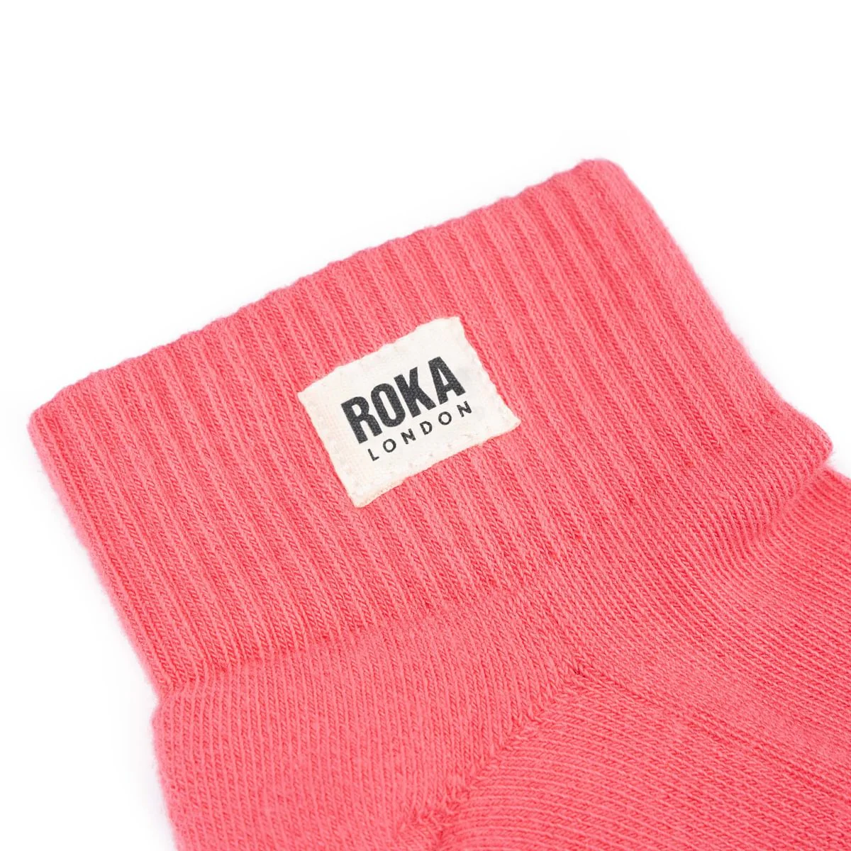 Roka London Wembley Organic Cotton Ankle Socks, Coral - Image 2