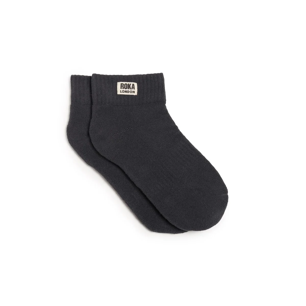 Roka London Wembley Organic Cotton Ankle Socks, Faded Black