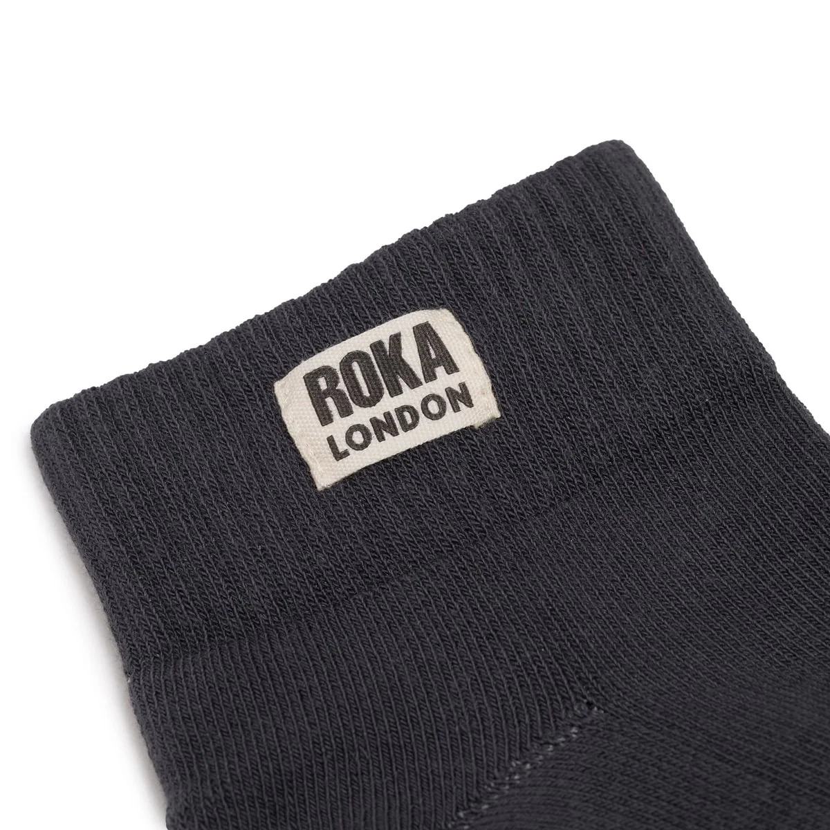 Roka London Wembley Organic Cotton Ankle Socks, Faded Black - Image 2