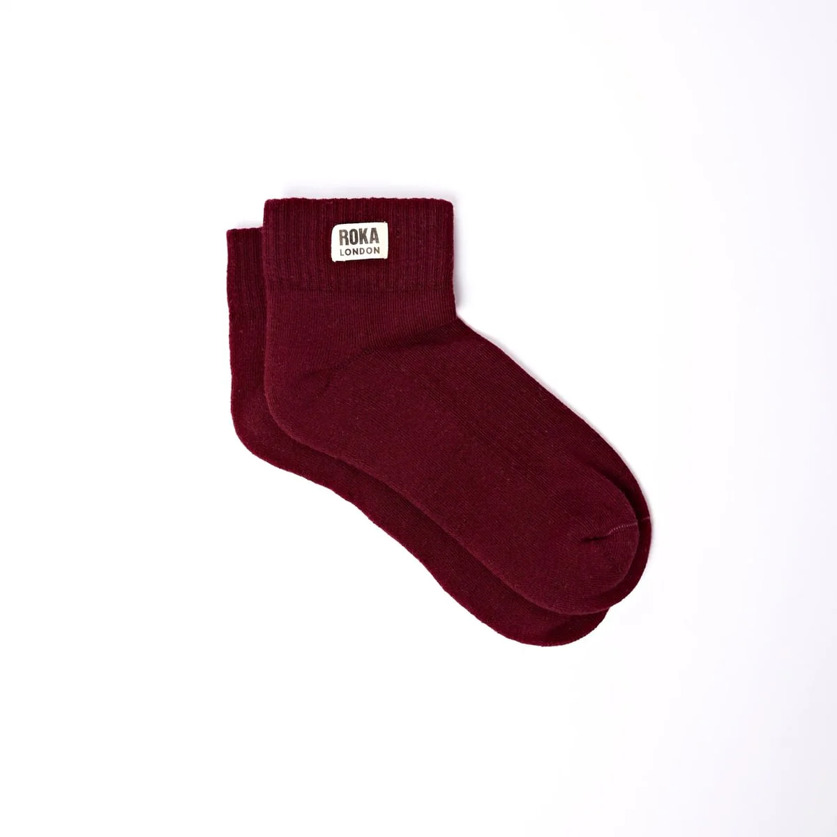 Roka London Wembley Organic Cotton Ankle Socks, Plum