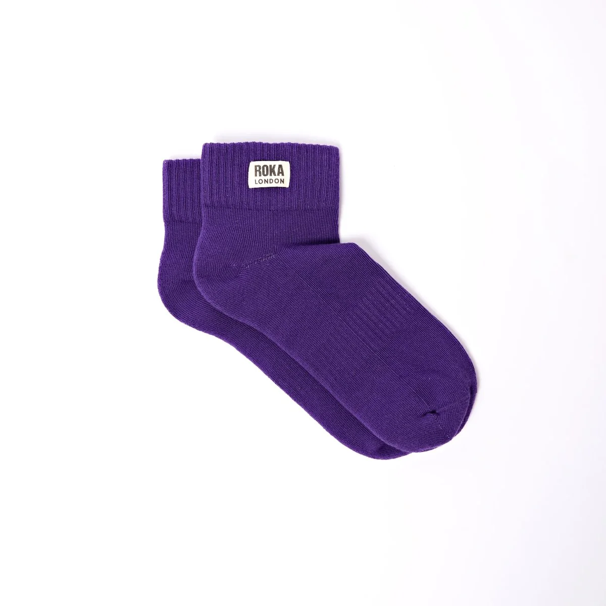 Roka London Wembley Organic Cotton Ankle Socks, Purple