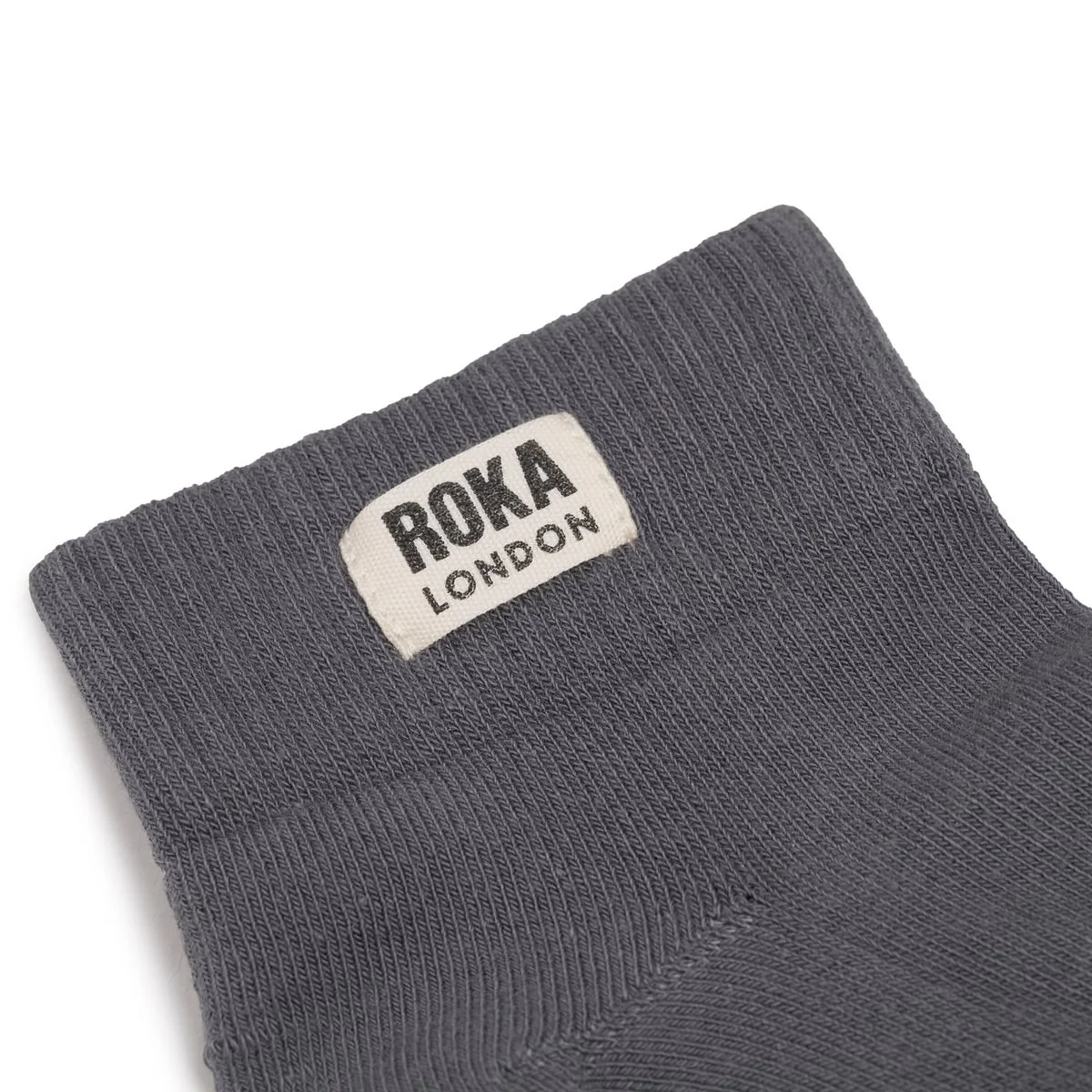 Roka London Wembley Organic Cotton Ankle Socks, Smoke - Image 2