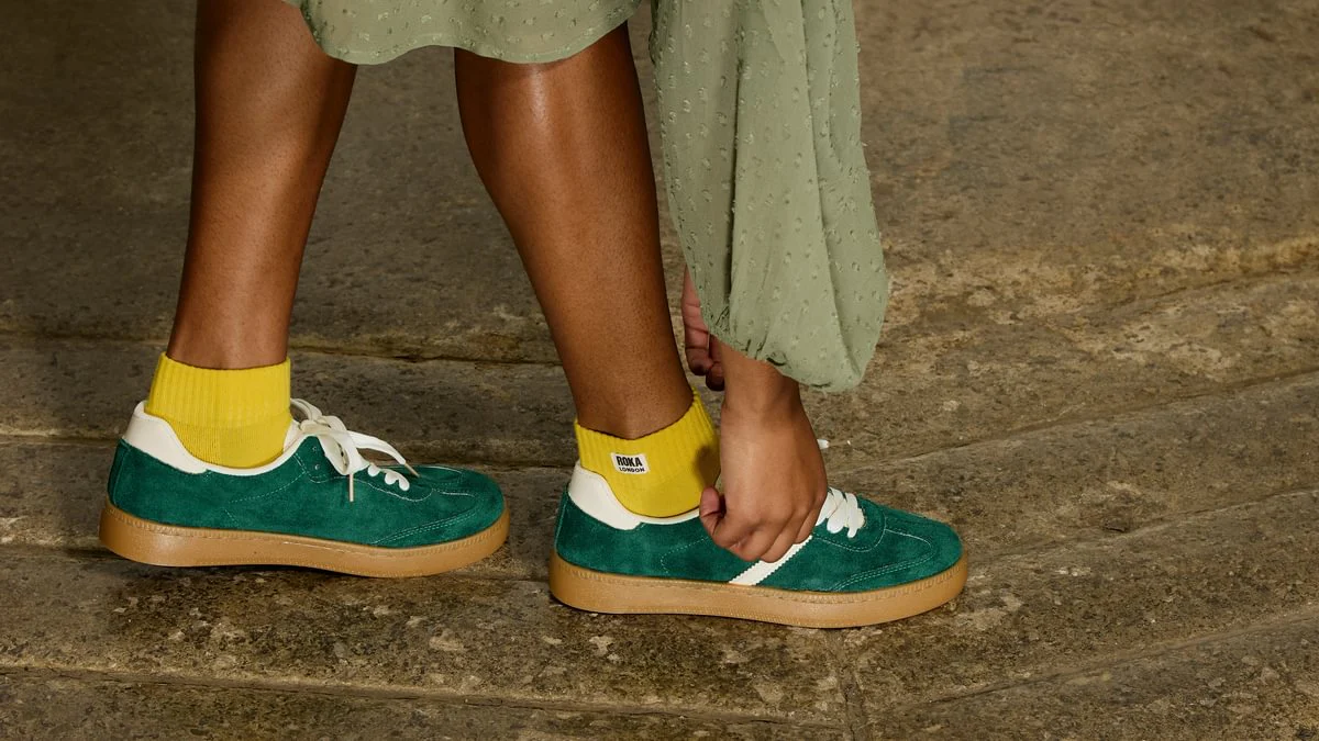 Roka London Wembley Organic Cotton Ankle Socks, Summer Yellow - Image 6