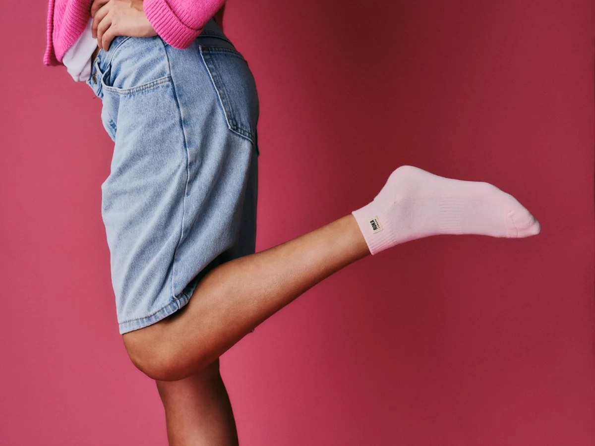 Roka London Wembley Organic Cotton Ankle Socks, Transcendent Pink - Image 4