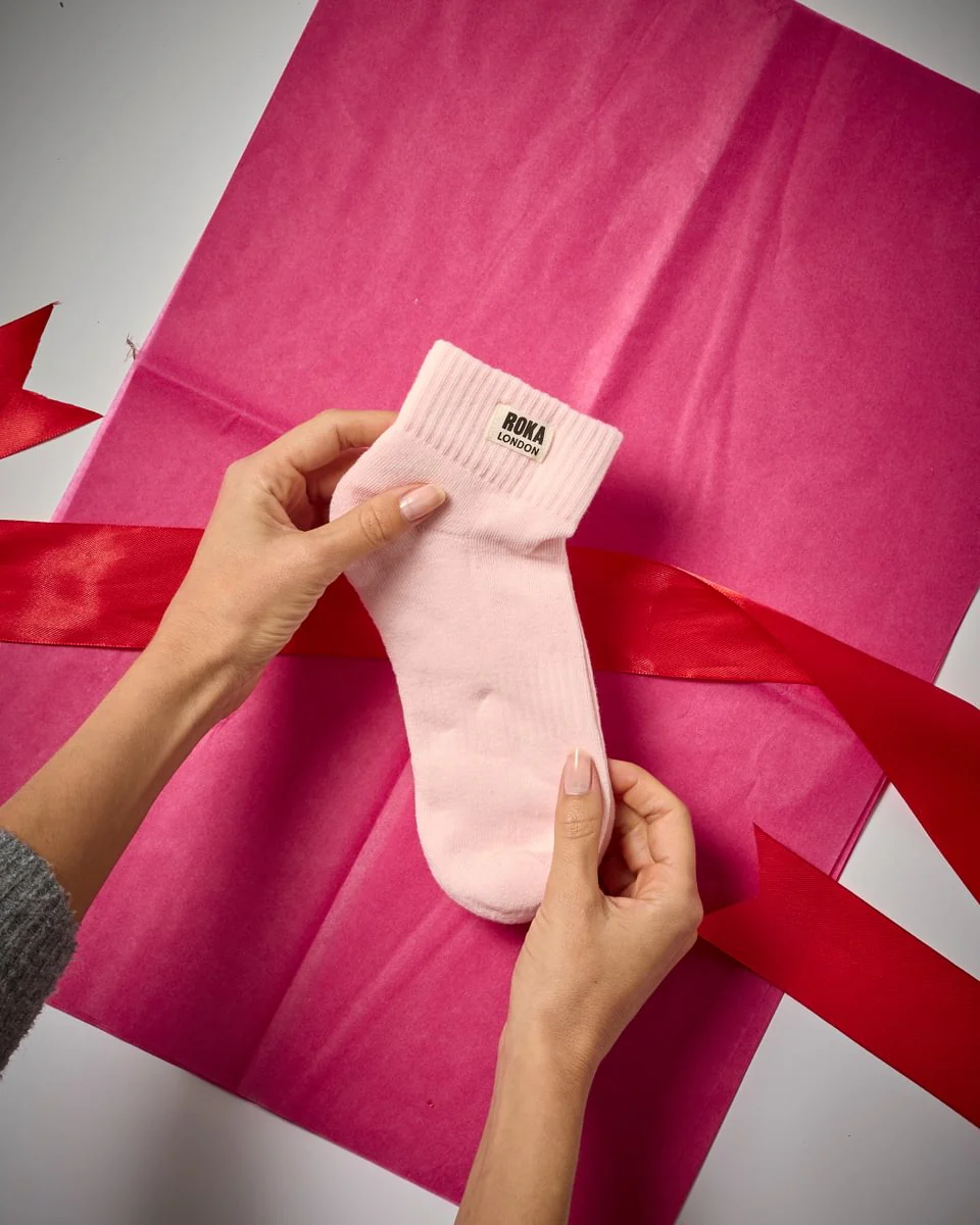 Roka London Wembley Organic Cotton Ankle Socks, Transcendent Pink - Image 5