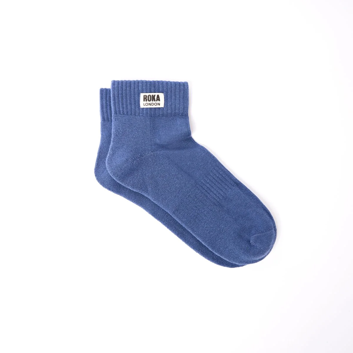 Roka London Wembley Organic Cotton Ankle Socks, Coastal Blue