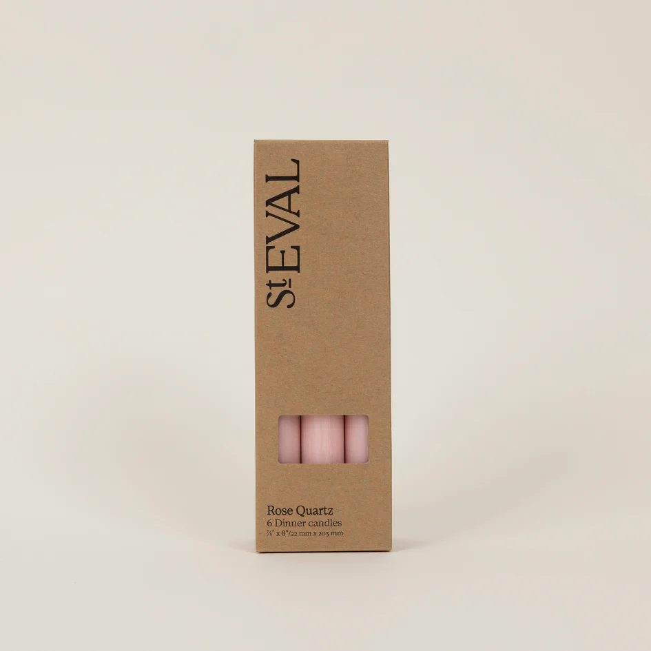 St Eval Unscented Dinner Candle, Rose Quartz (Pack Of 6)