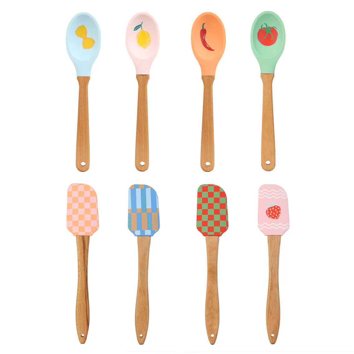 Talking Table Food Icons Silicone Spatula, Red & Green Check - Image 7