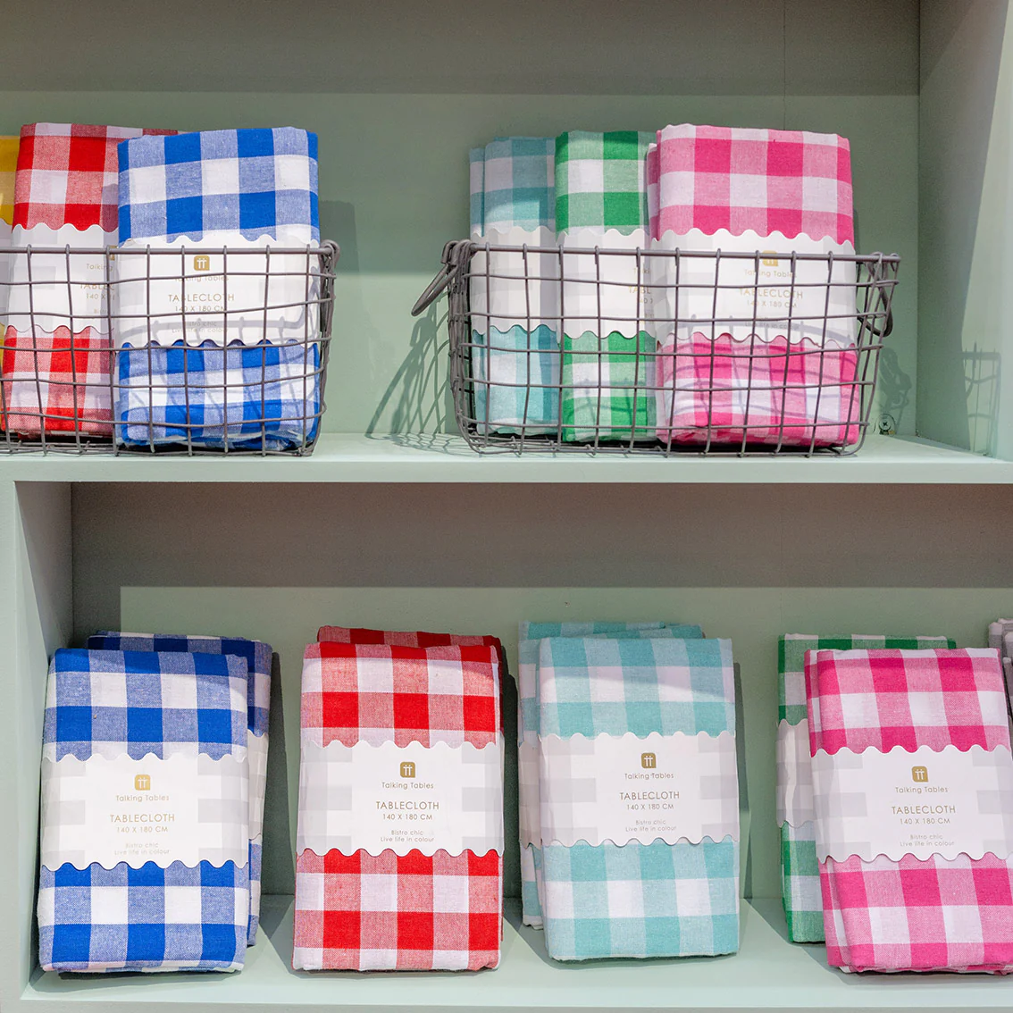 Talking Tables Bon Appetit Gingham Cotton Tablecloth, Green - Image 6