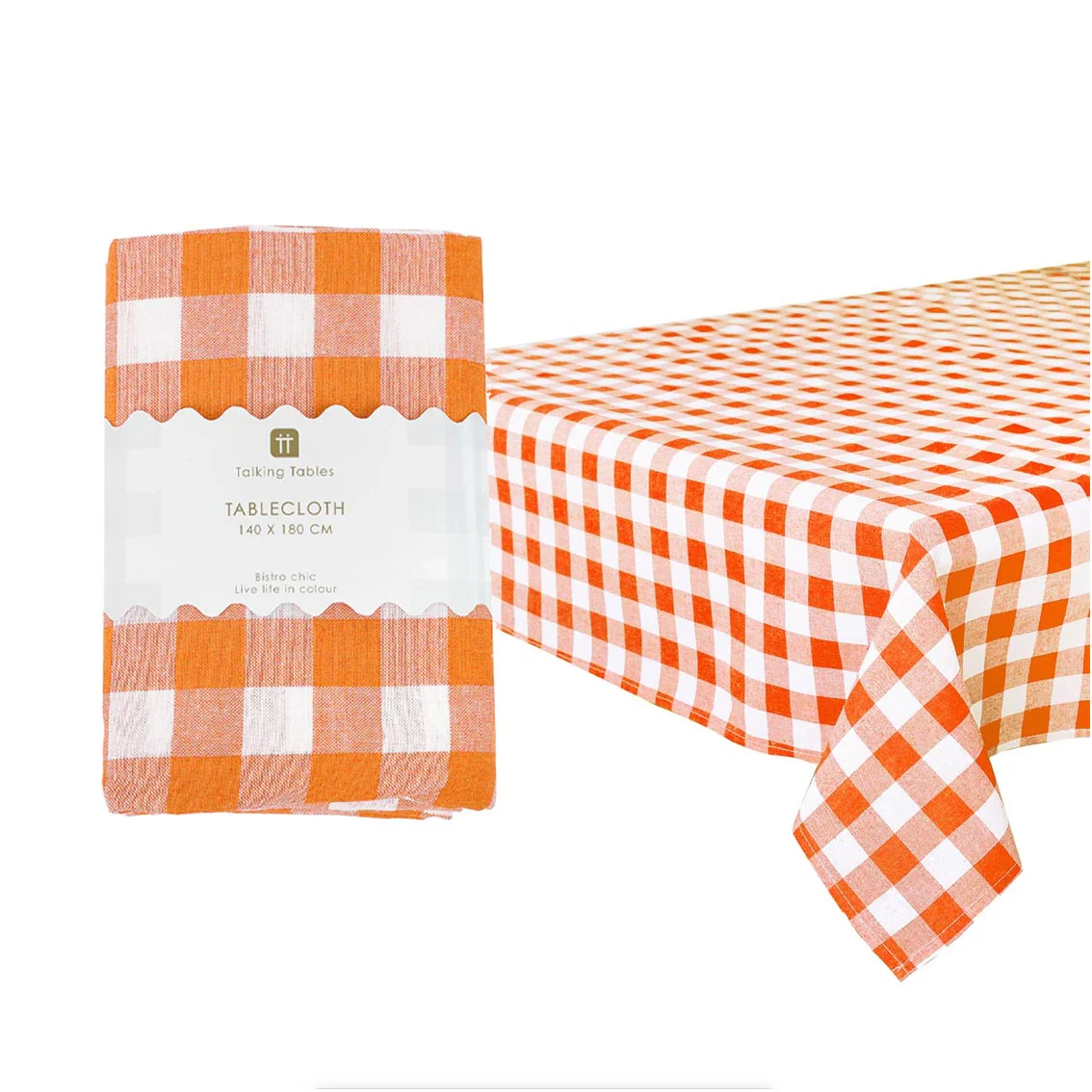 Talking Tables Bon Appetit Gingham Cotton Tablecloth, Orange - Image 8