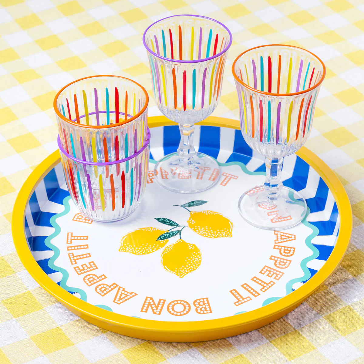 Talking Tables Bon Appetit Gingham Cotton Tablecloth,Yellow - Image 4