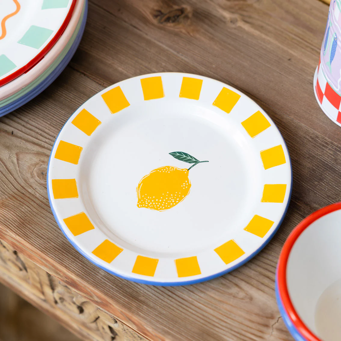 Talking Tables Bon Appetit Lemon Enamel Side Plate, (20CM) - Image 2
