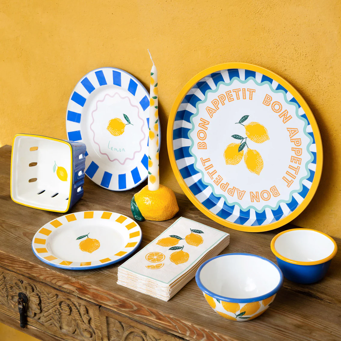 Talking Tables Bon Appetit Lemon Enamel Side Plate, (20CM) - Image 6