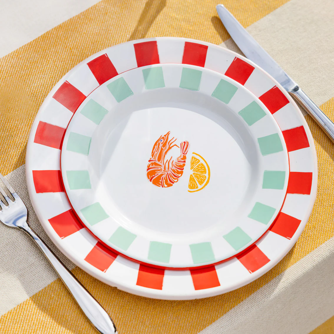 Talking Tables Bon Appetit Shrimp Enamel Side Plate, (20CM) - Image 2