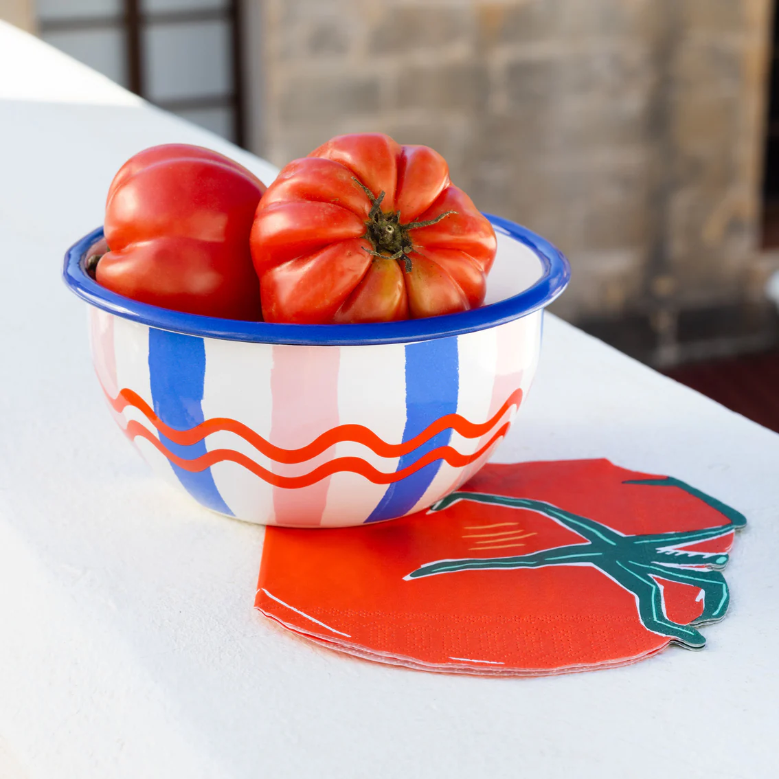 Talking Tables Bon Appetit Striped  Enamel Bowl , (16CM) - Image 4