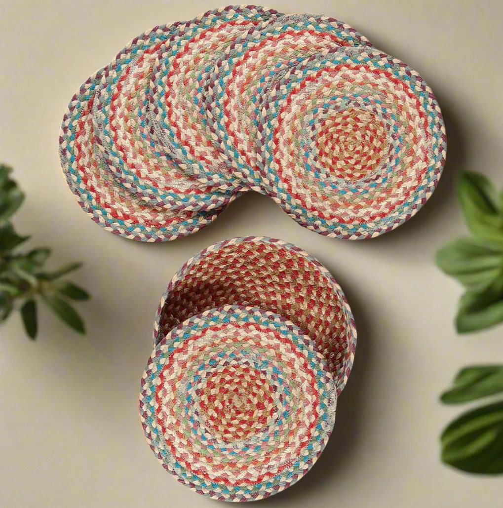 The Braided Rug Company Jute Coasters, Carnival (Set Of 6) - Image 3