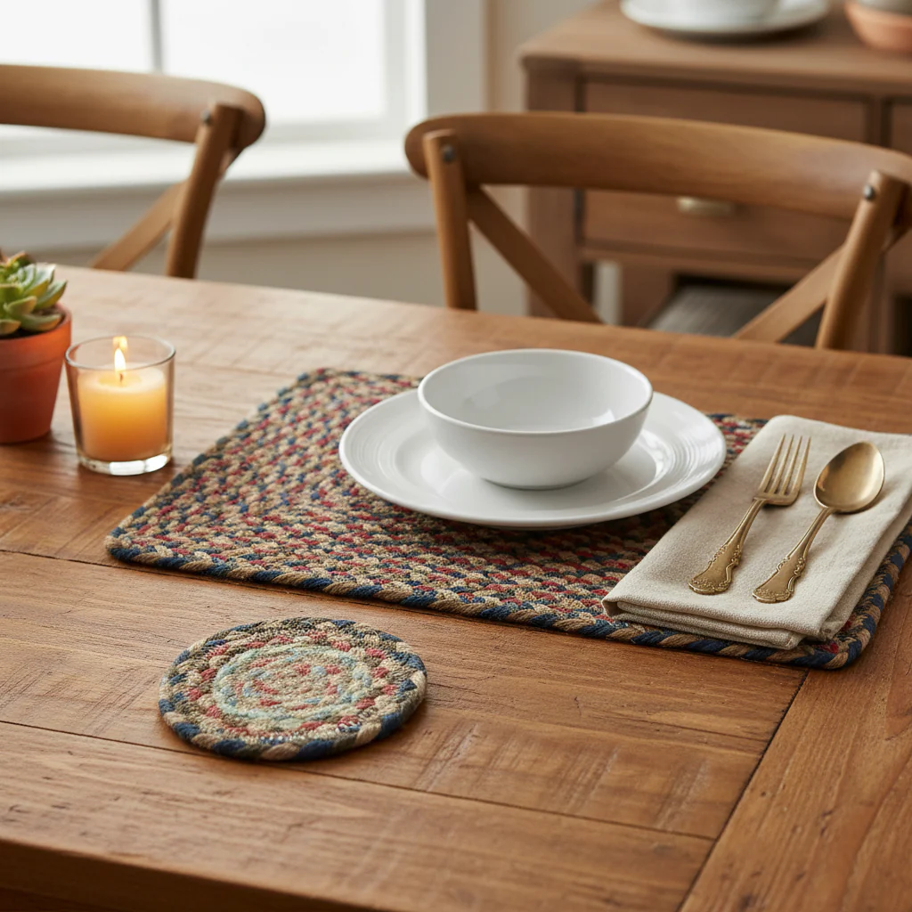 The Braided Rug Company Jute Coasters, Misty Blue (Set Of 6) - Image 3