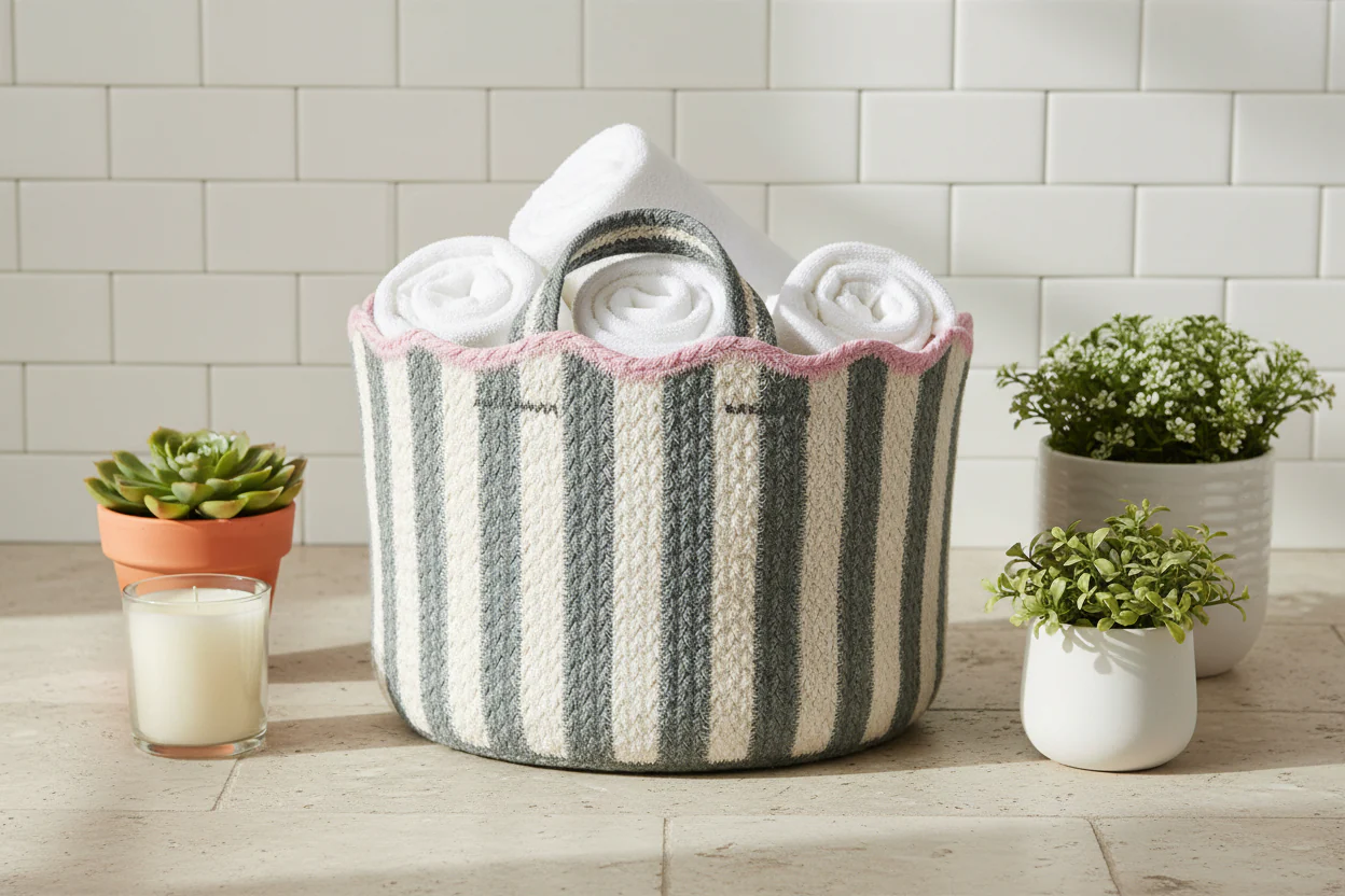 The Braided Rug Company Large Tulip Basket, Fig - Image 9