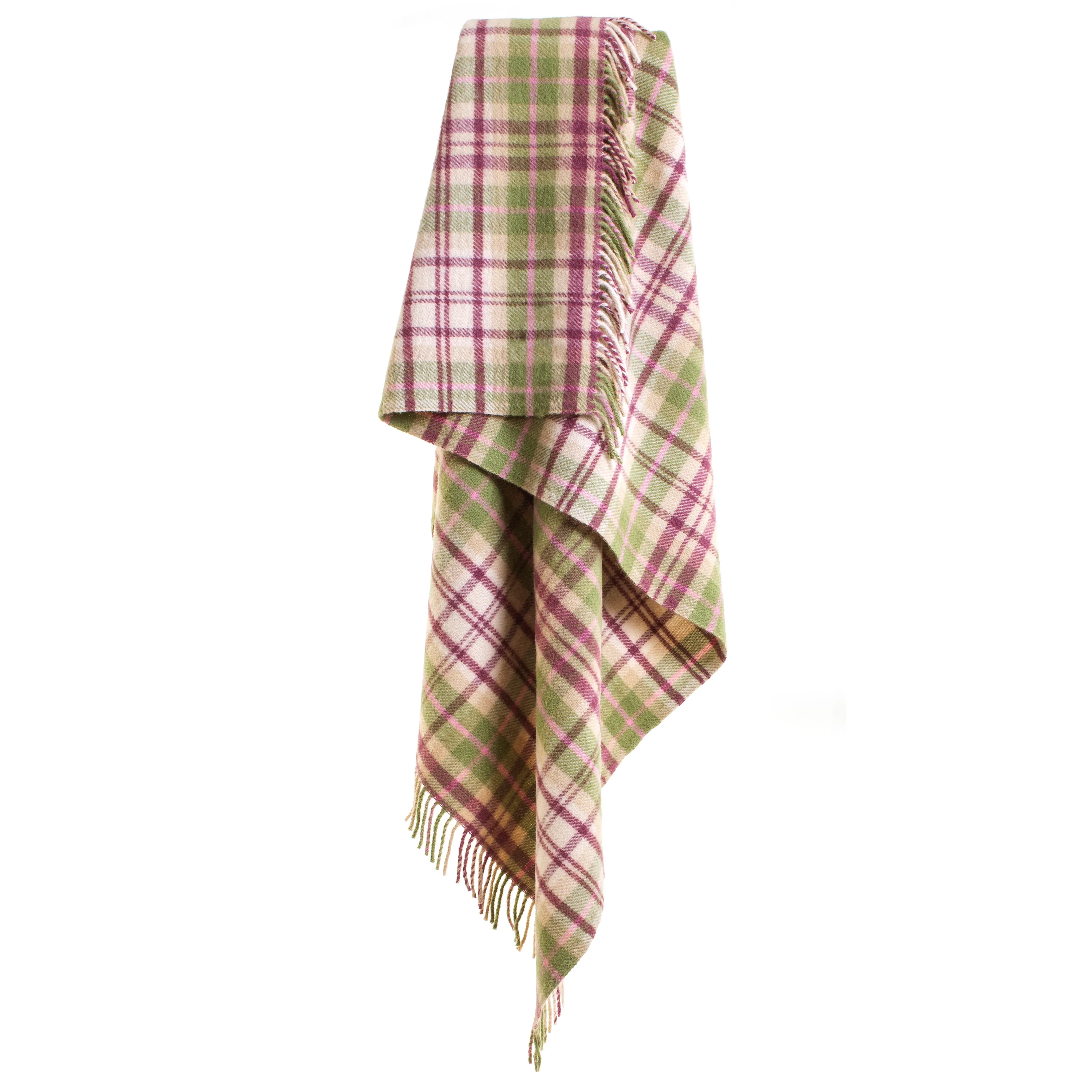 Tweedmill Cottage Check Pure New Wool Throw, Pink - Image 2