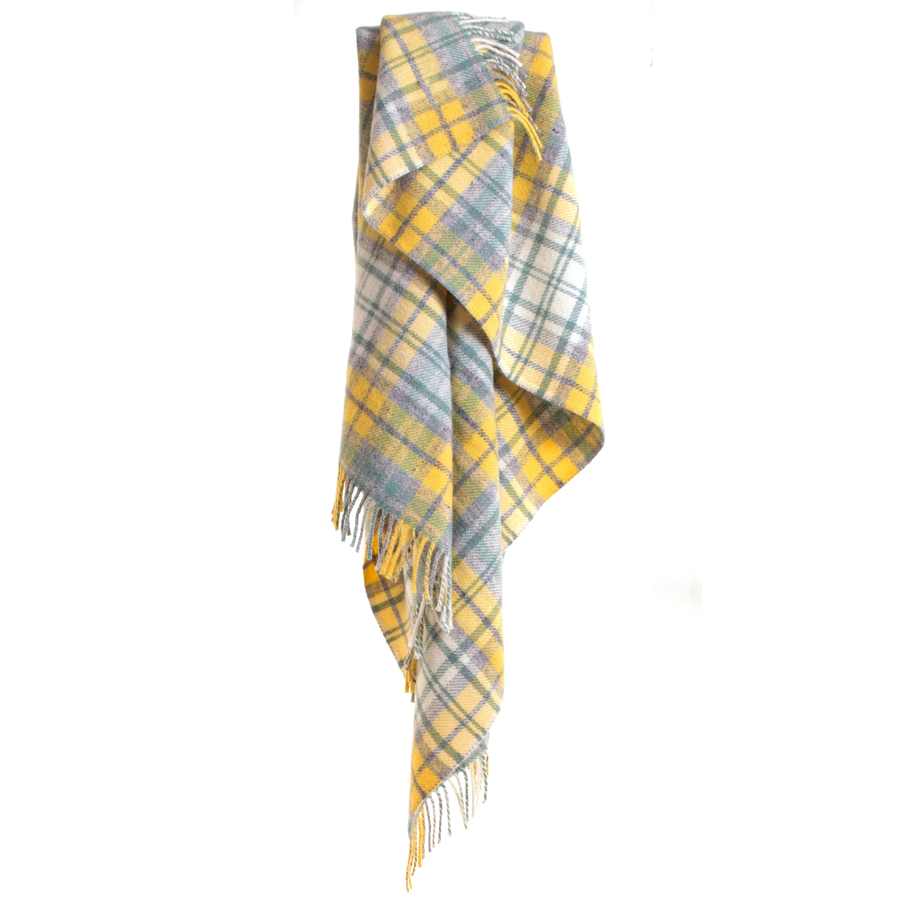 Tweedmill Cottage Check Pure New Wool Throw, Ocean - Image 2
