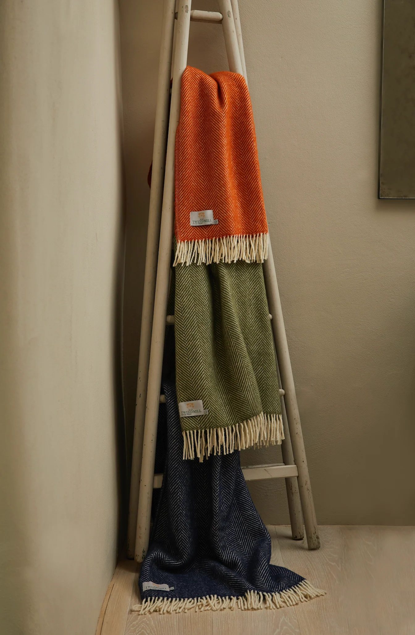 Tweedmill Fishbone Pure New Wool Throw, Cinnamon - Image 6