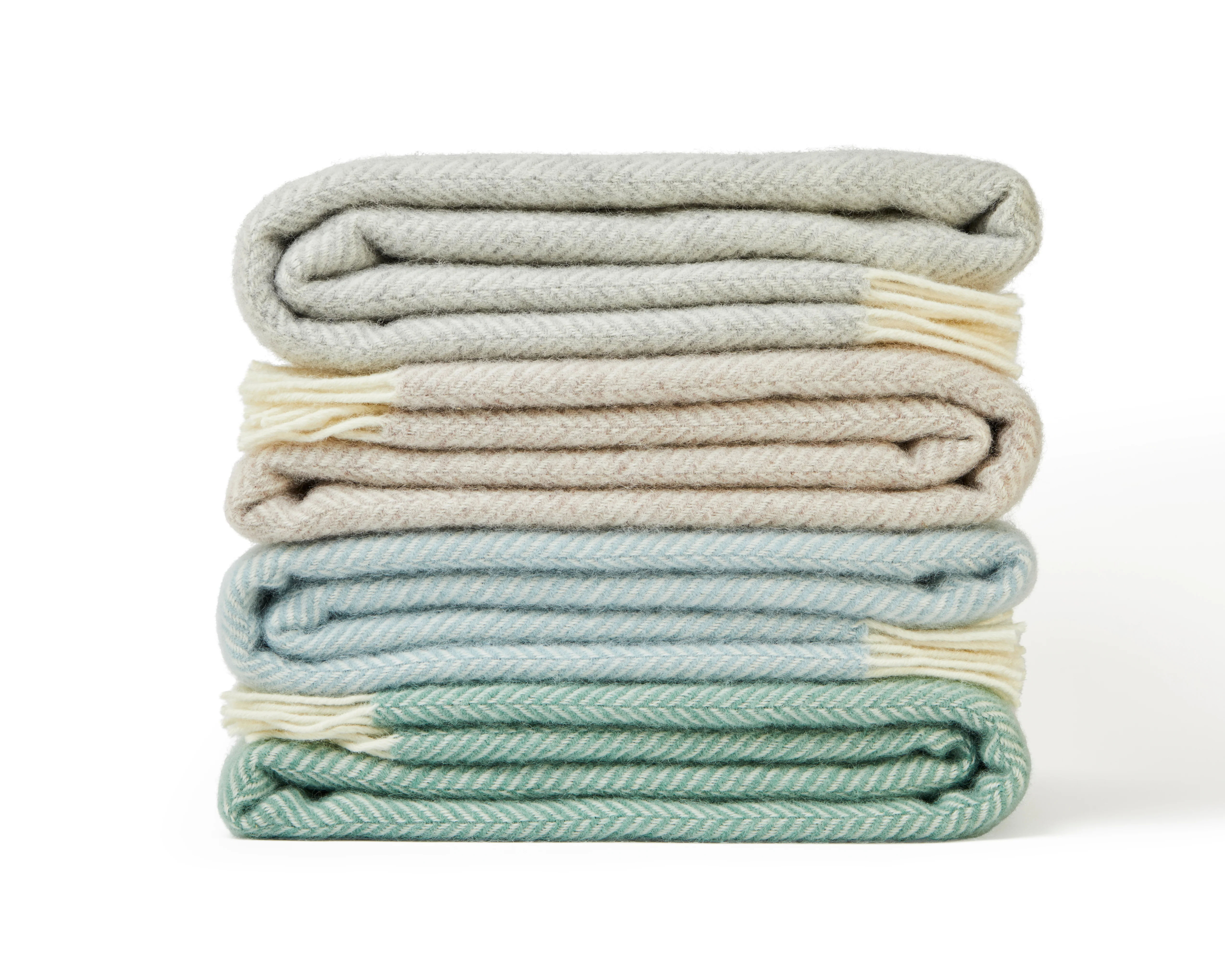 Tweedmill Fishbone Pure New Wool Throw, Sea Green - Image 2