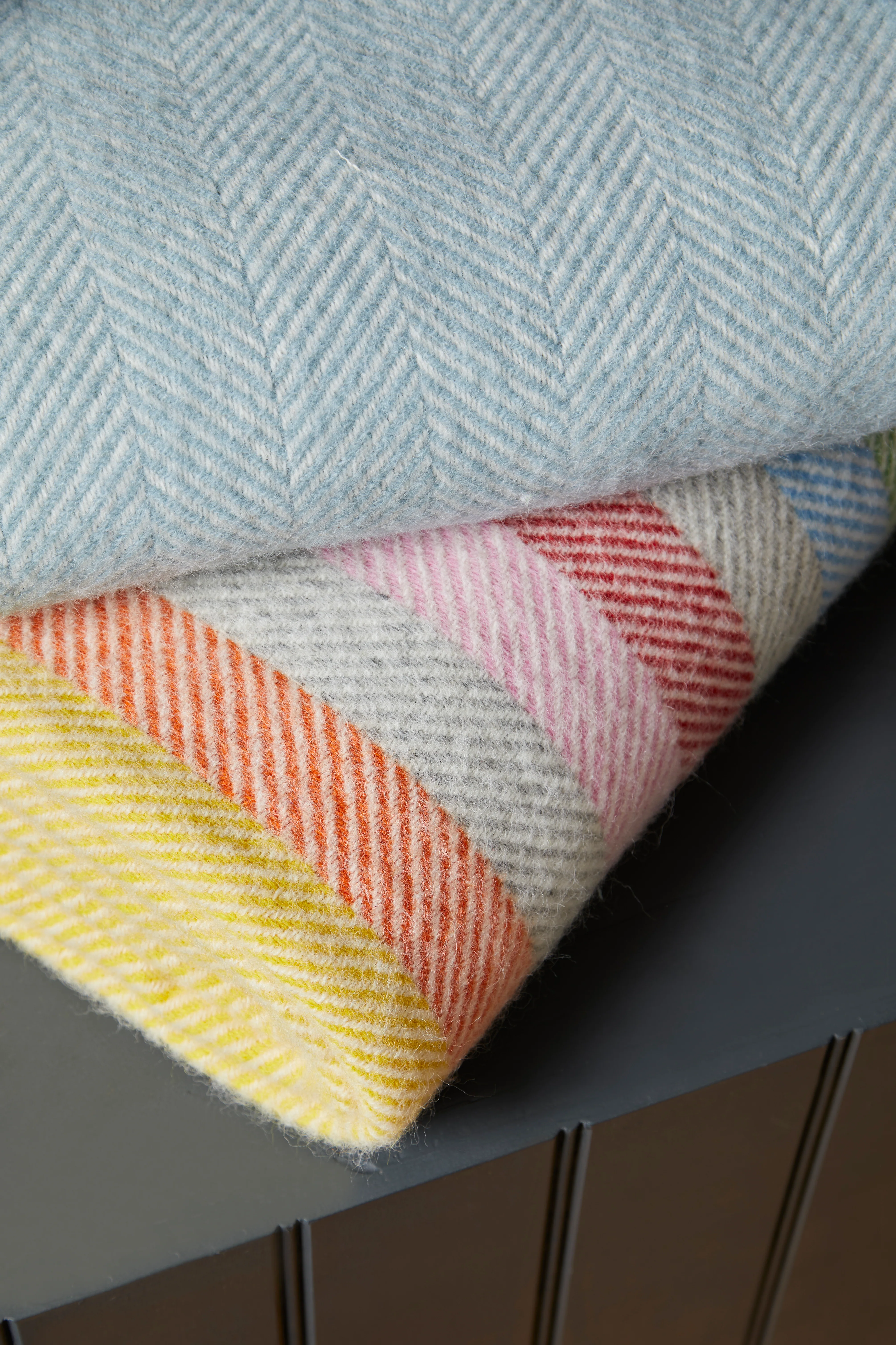 Tweedmill Fishbone Pure New Wool Throw, Duck Egg - Image 2