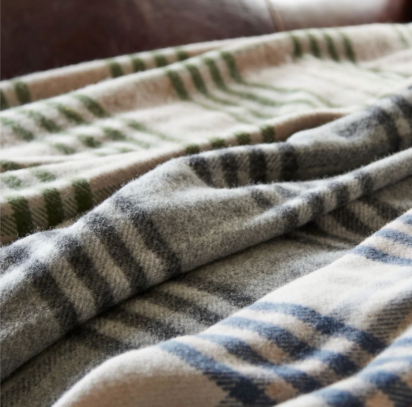 Tweedmill Hex Check Pure New Wool Throw, Slate Blue - Image 5