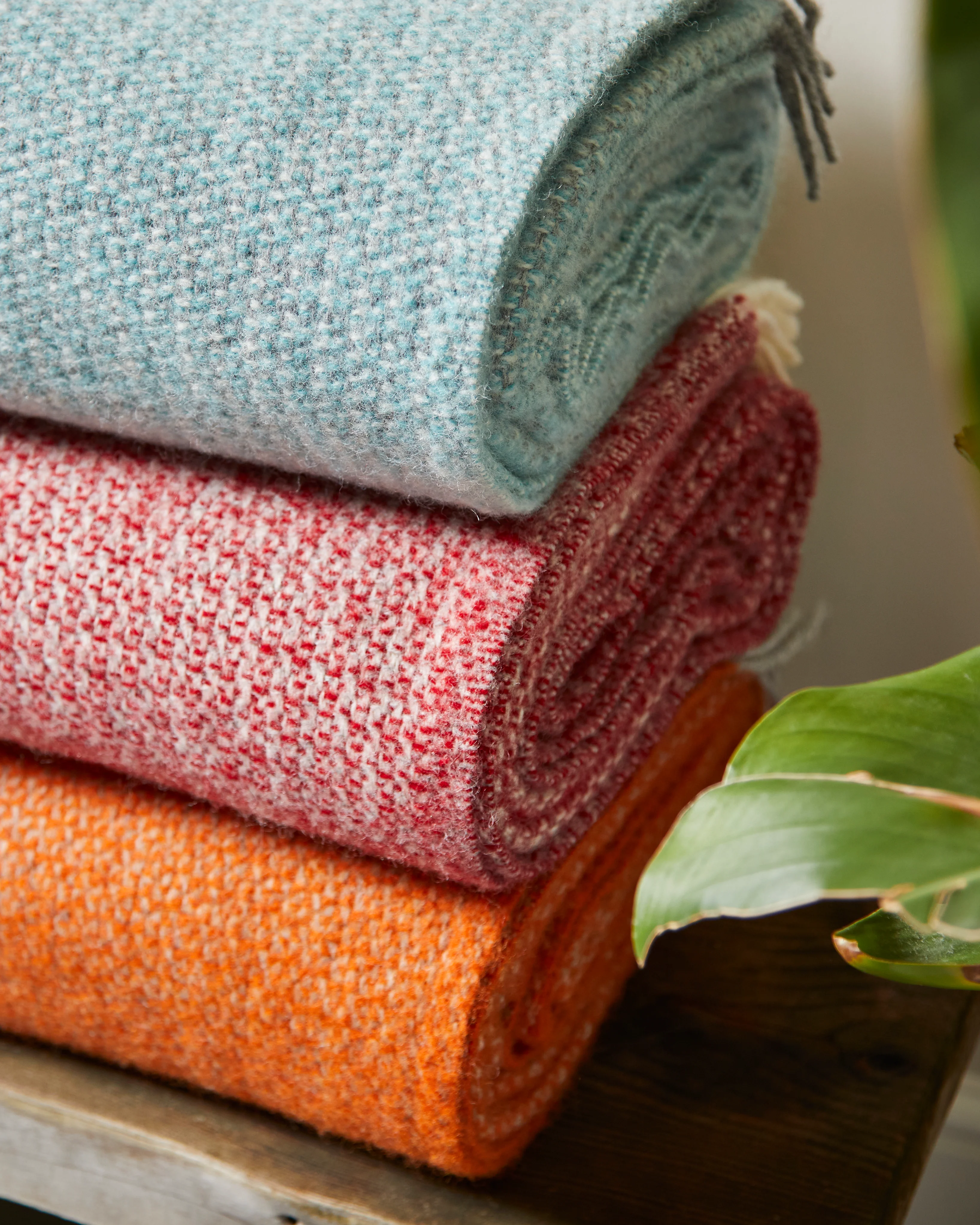 Tweedmill Illusion Pure New Wool Throw, Spearmint & Grey - Image 2