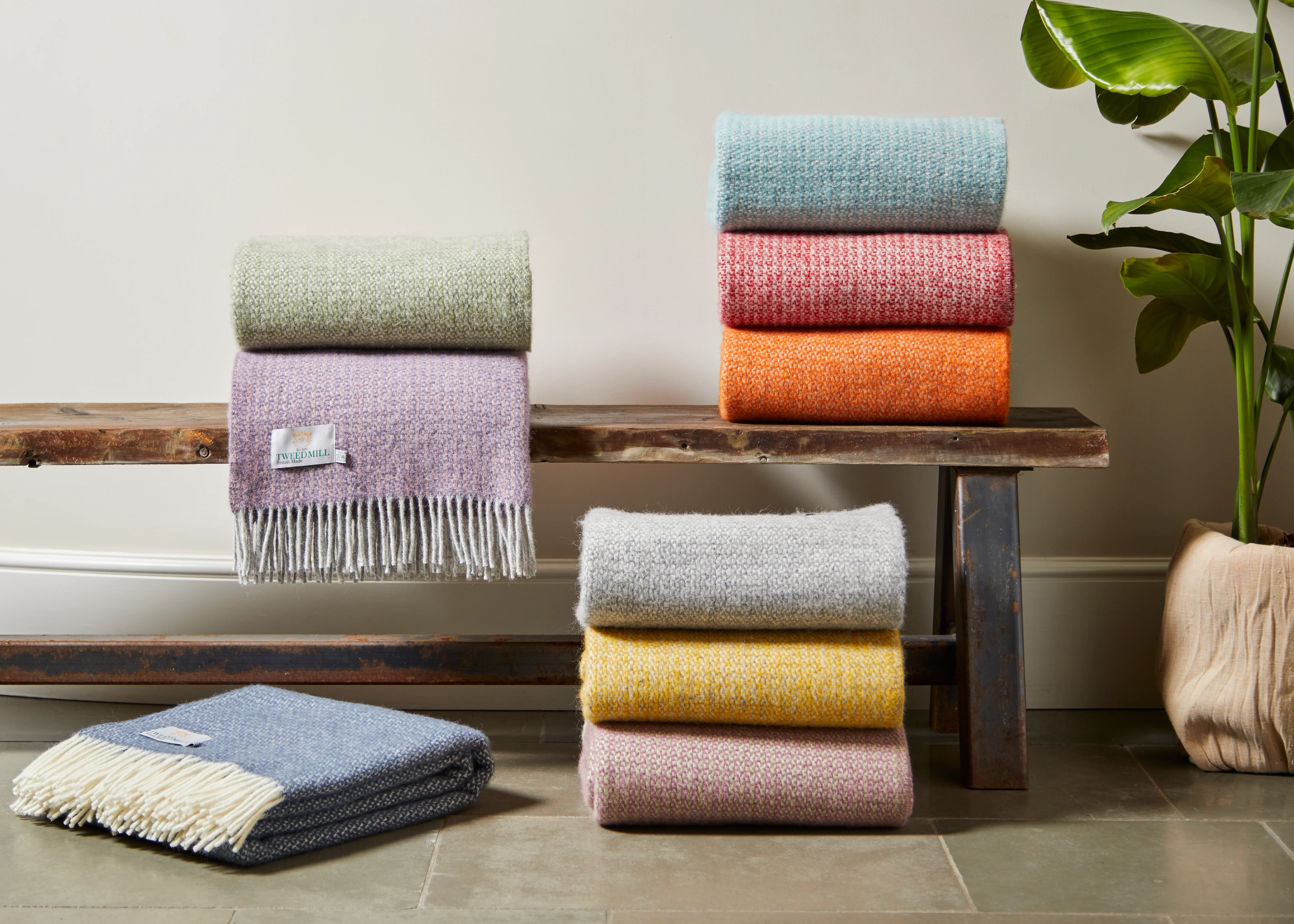 Tweedmill Illusion Pure New Wool Throw, Spearmint & Grey - Image 4