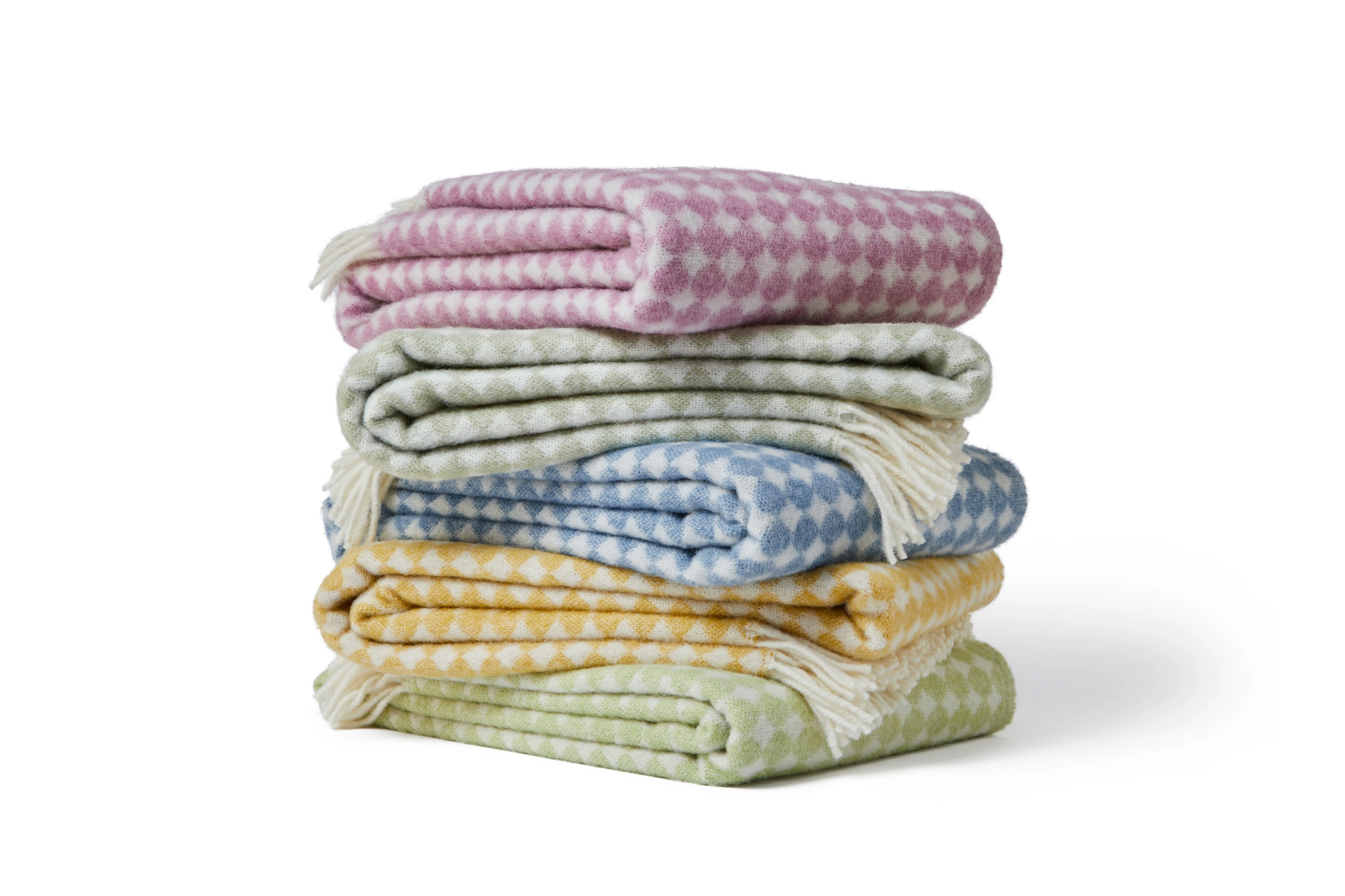 Tweedmill Jacquard Spot Pure New Wool Reversible Throw, Oil Yellow - Image 4
