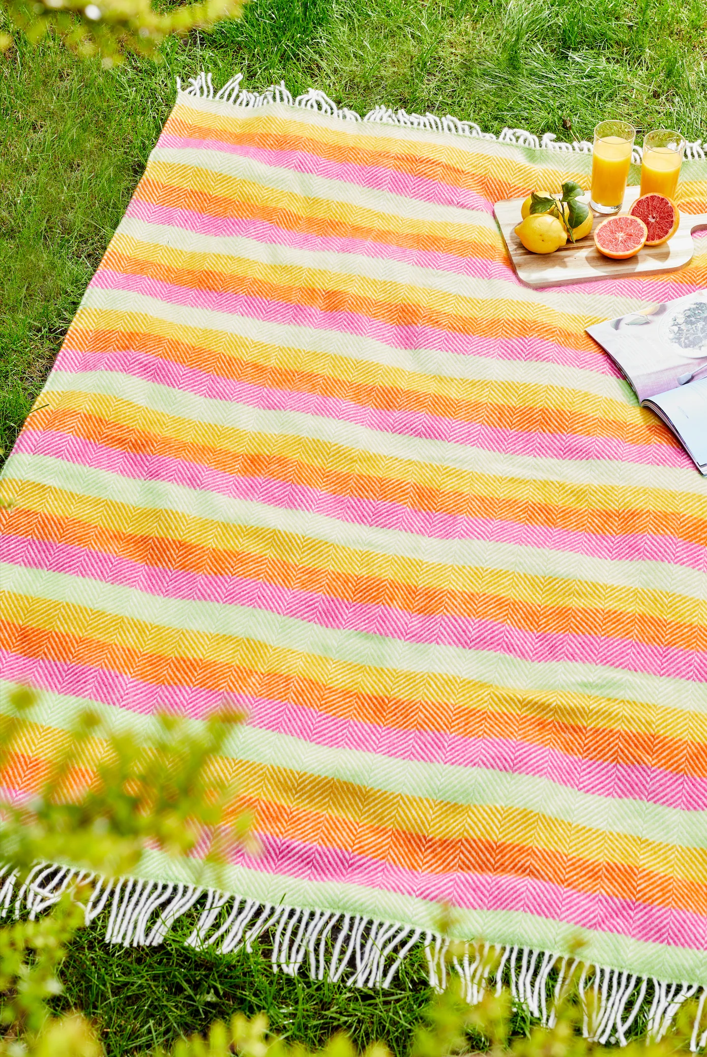Tweedmill Polo Pure Wool Knitted Picnic Blanket, Refresh Stripes - Image 3