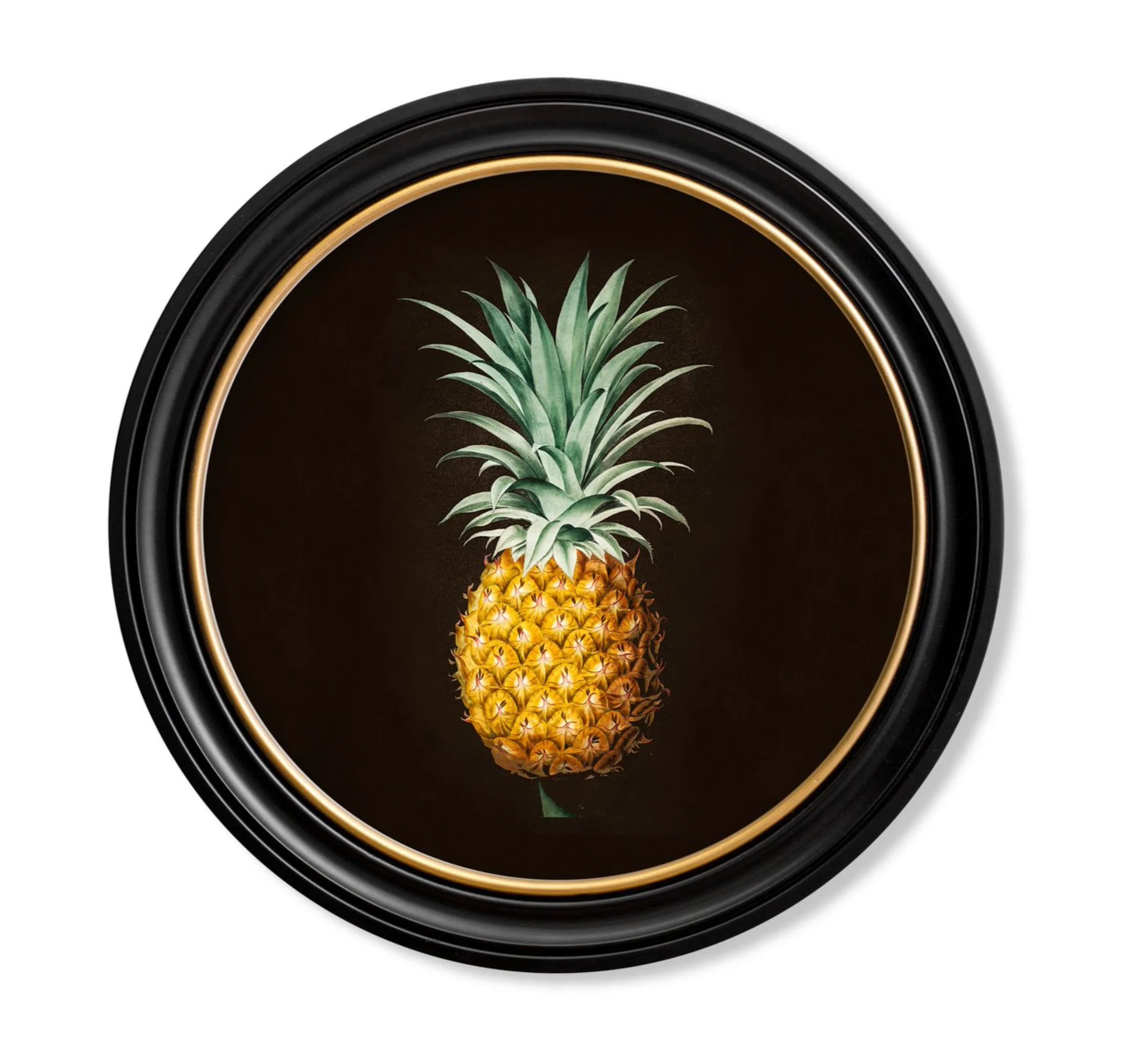 Vintage Round Framed Print, Pineapple - Image 3