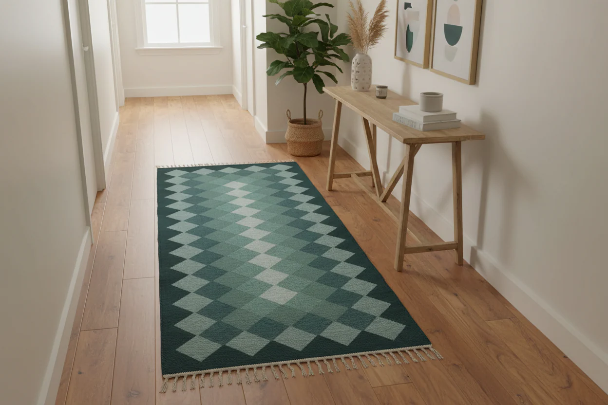 Walton & Co Argyll Cotton Rug, Teal - Image 3