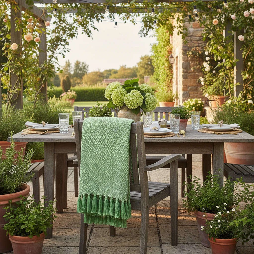 Walton & Co Carnival Recycled Cotton Throw, Green - Image 3