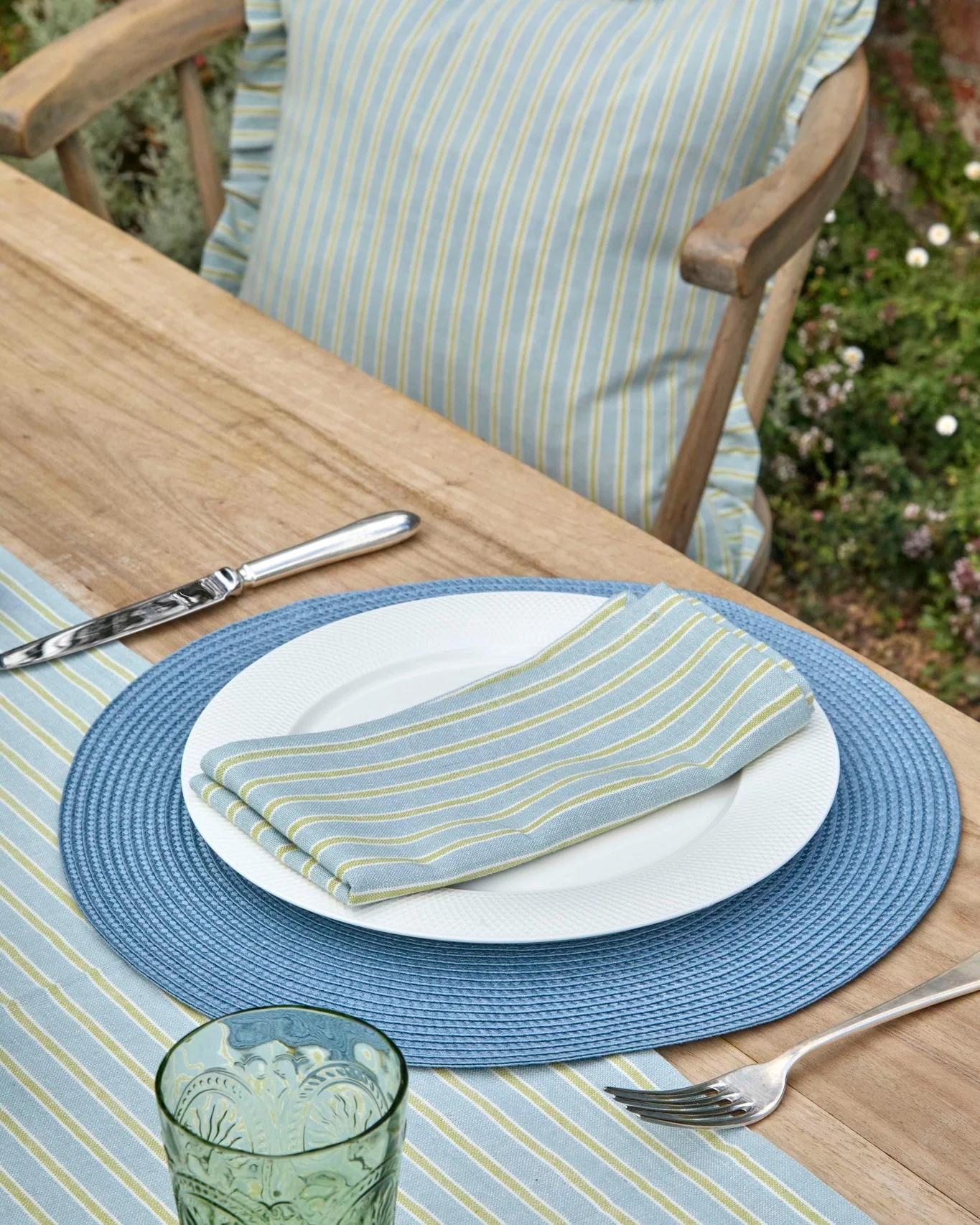 Walton & Co Carousel stripe napkin, Sky (Set Of 4) - Image 2