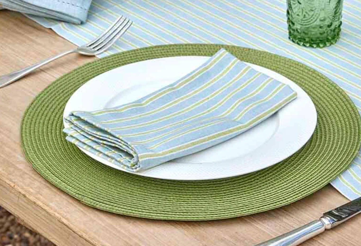 Walton & Co Carousel stripe napkin, Sky (Set Of 4) - Image 3