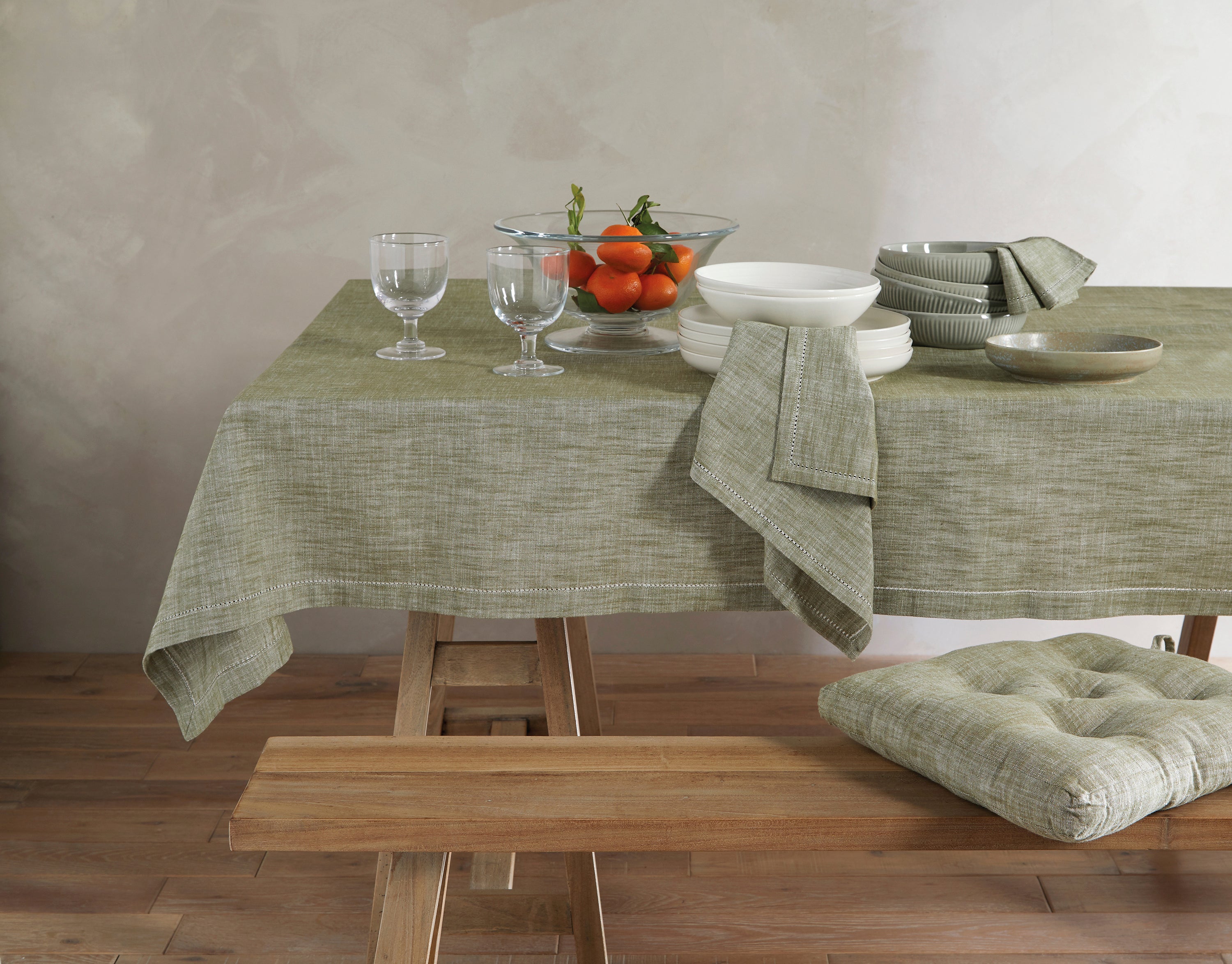 Walton & Co Chambray Cotton Napkins, Olive (Set Of 4) - Image 3