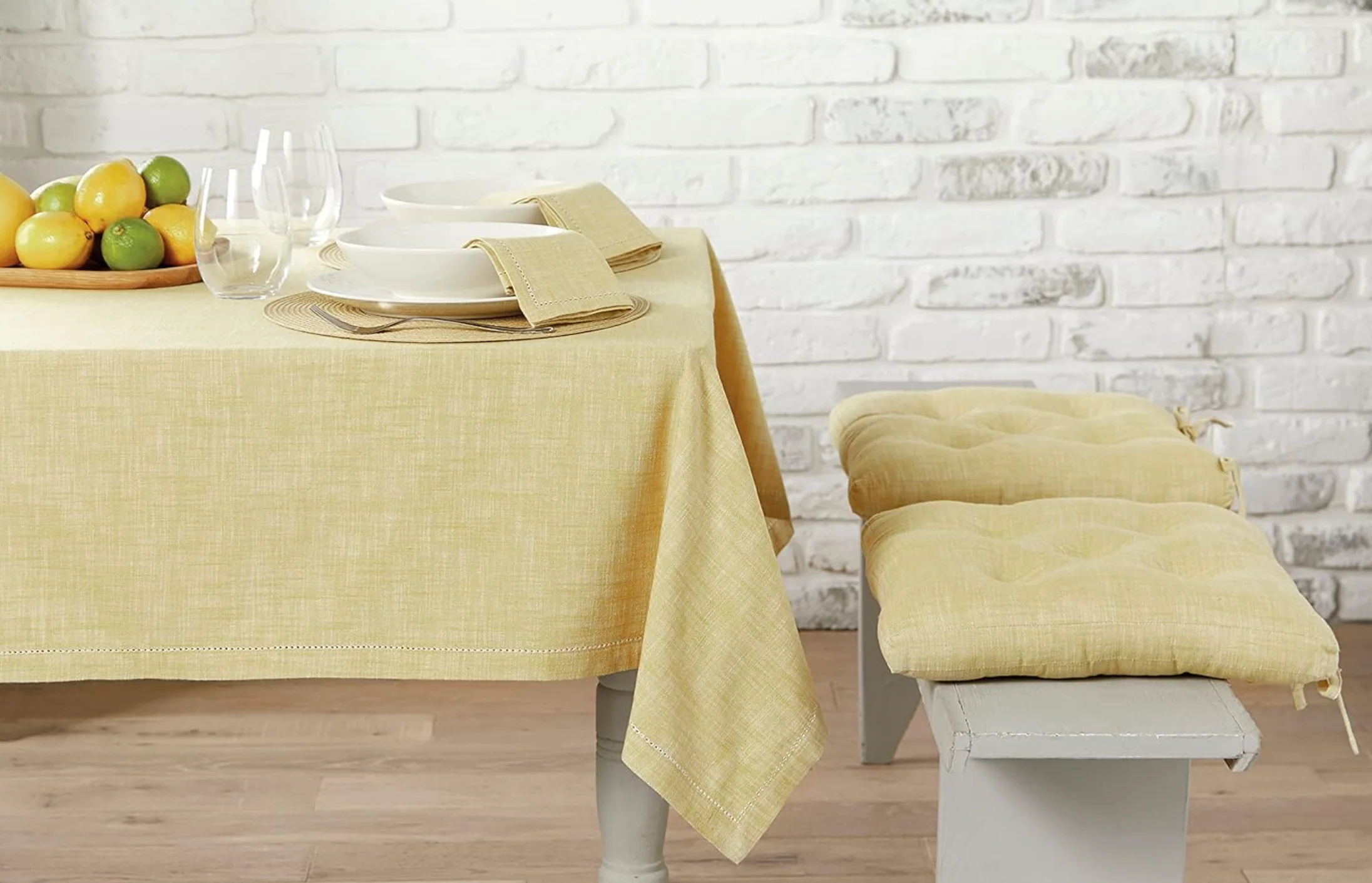 Walton & Co Chambray Cotton Tablecloth, Saffron - Image 4