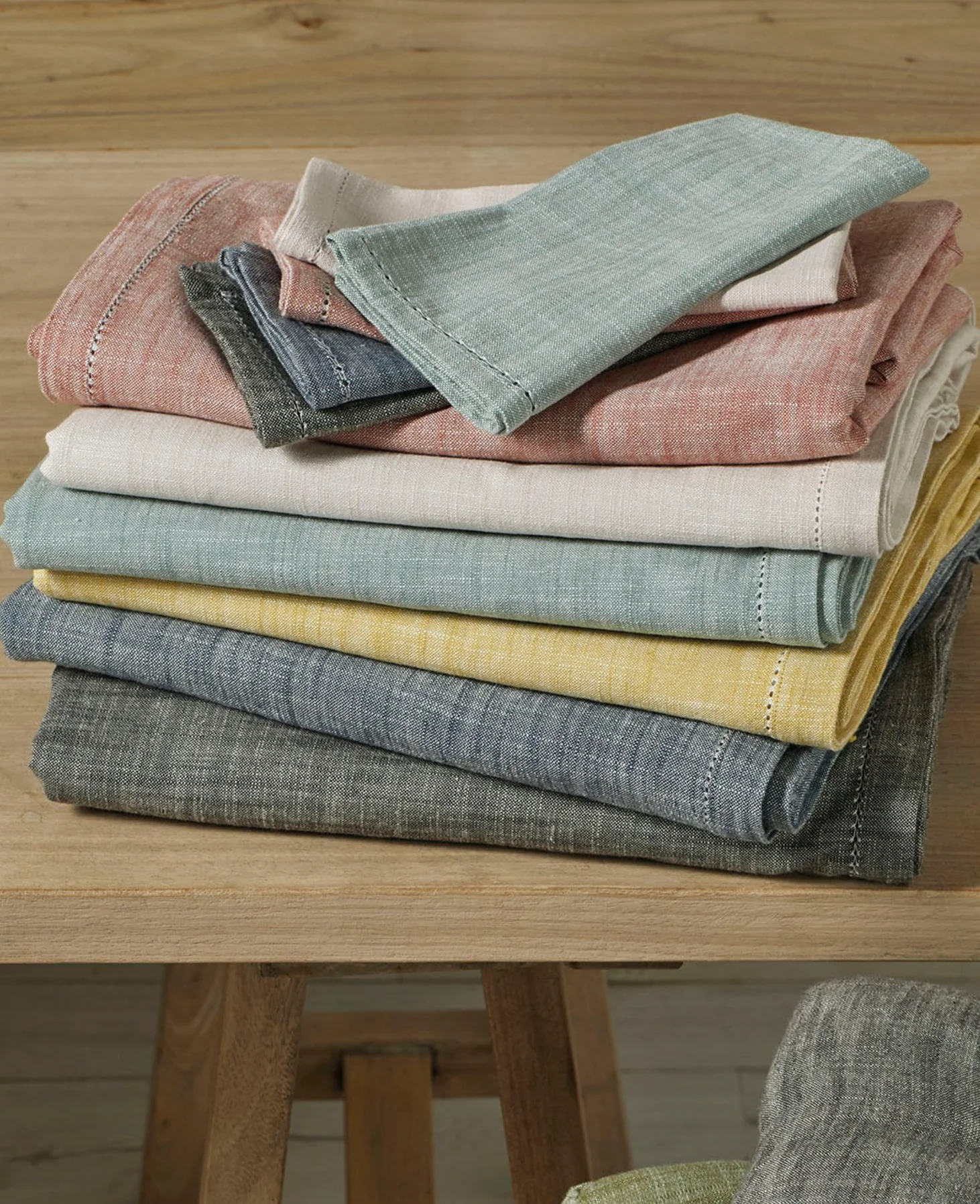 Walton & Co Chambray Cotton Tablecloth, Saffron - Image 5